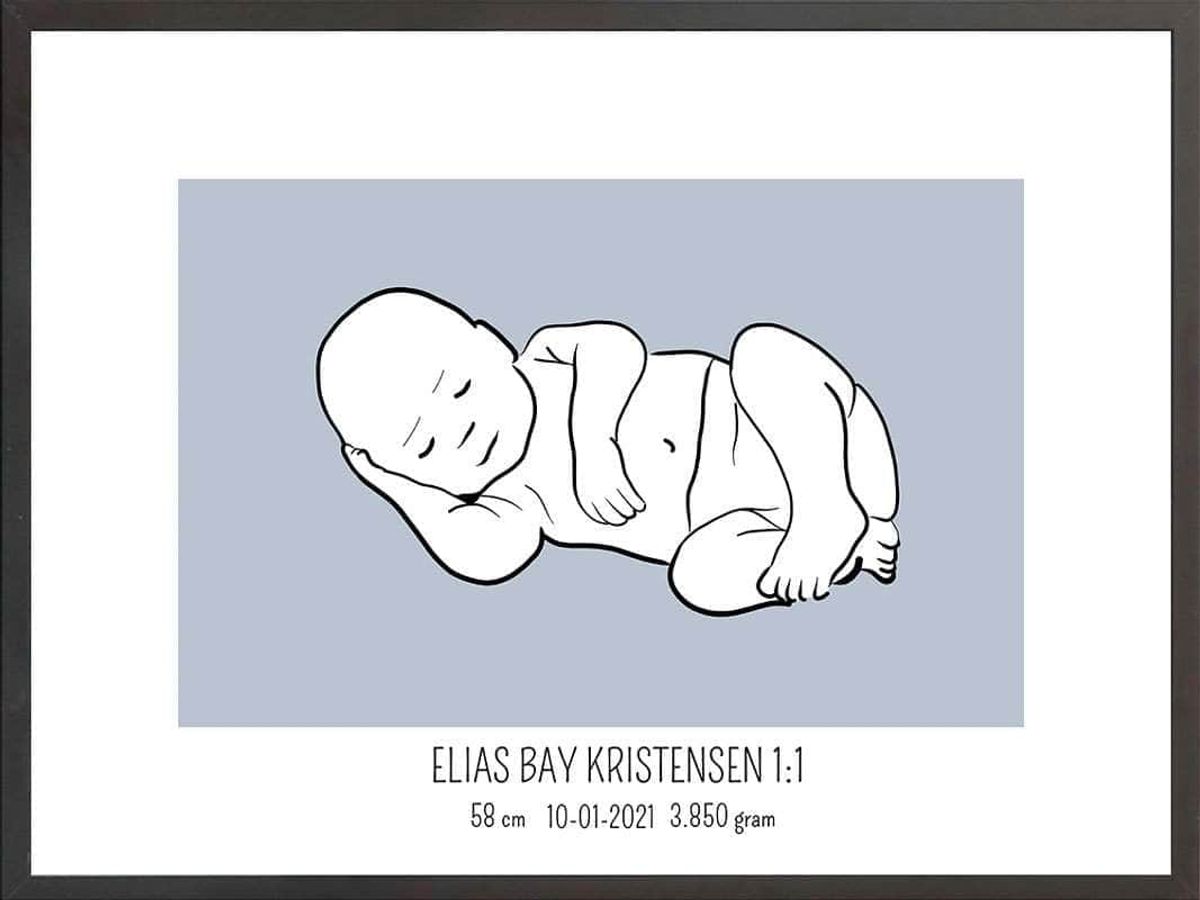 Birth poster / fødselsplakat 1:1 - Liggende lyserød