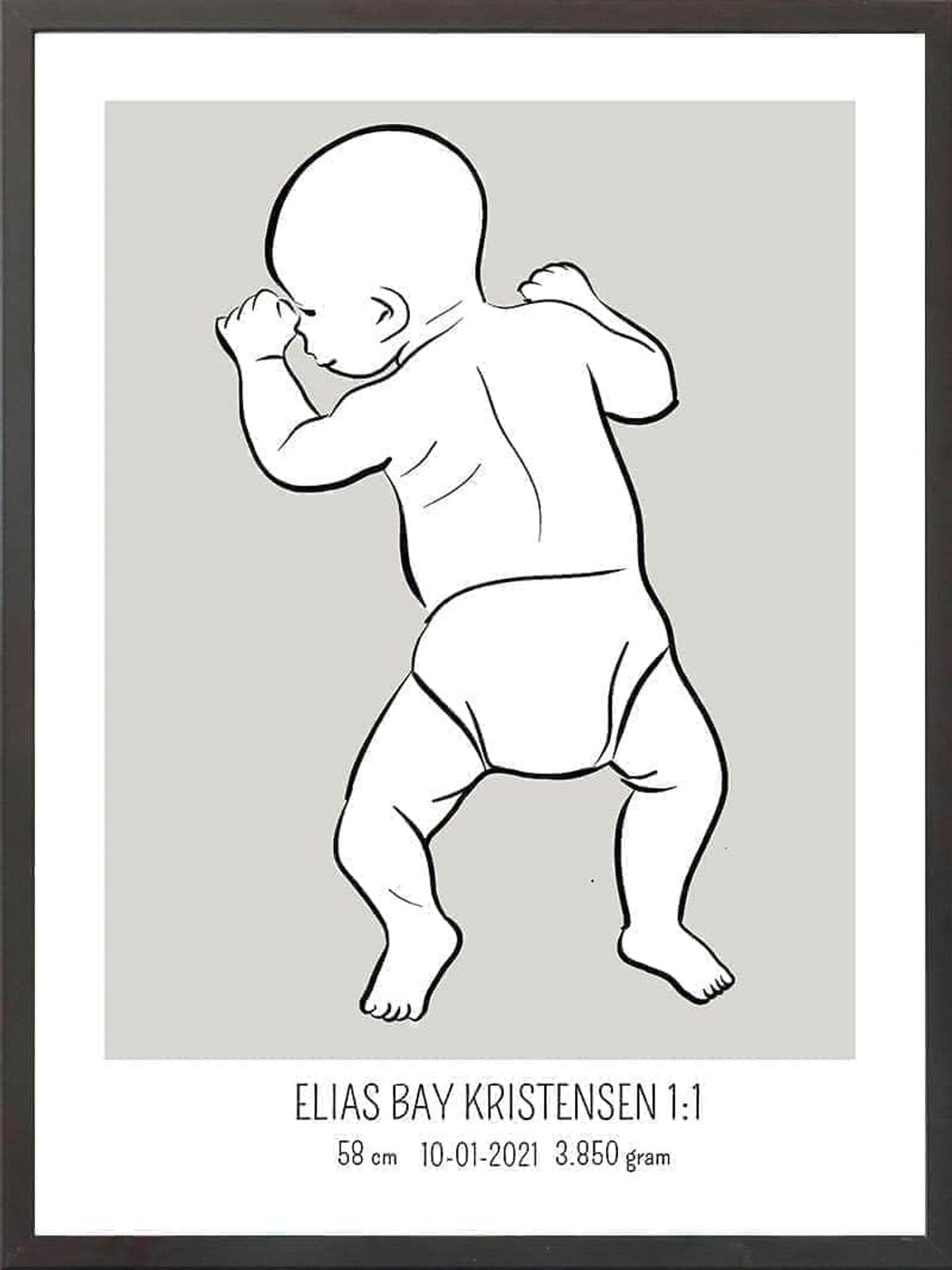 Birth poster / fødselsplakat 1:1 - På maven blå