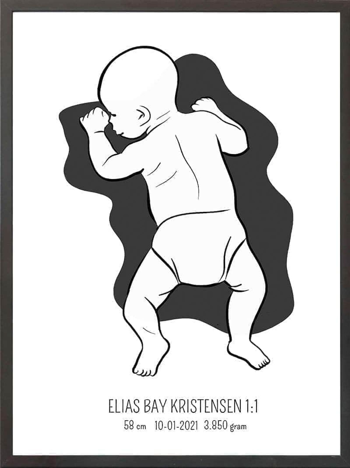 Birth poster / fødselsplakat 1:1 - På maven blå