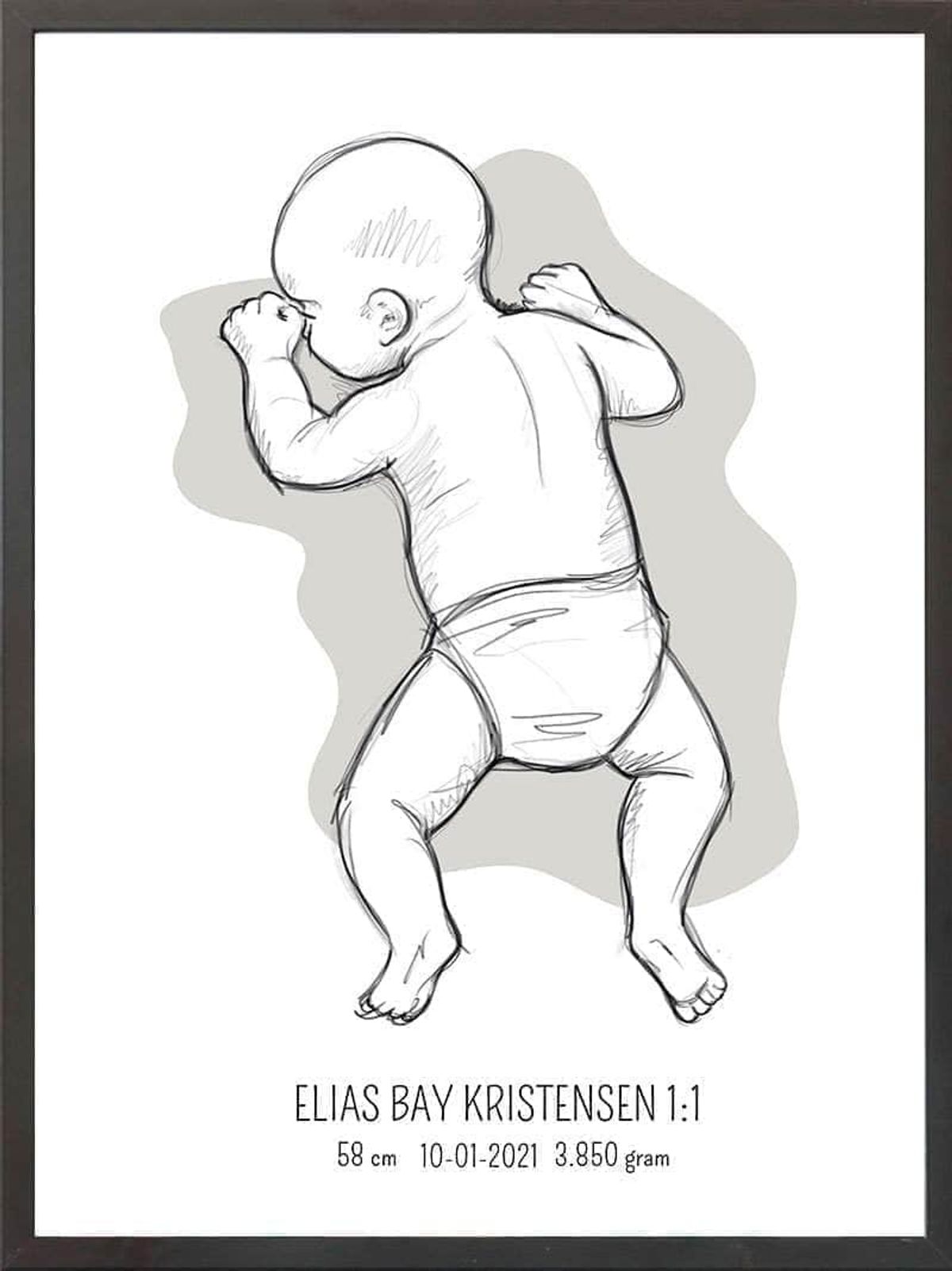 Birth poster / fødselsplakat 1:1 - På maven blå