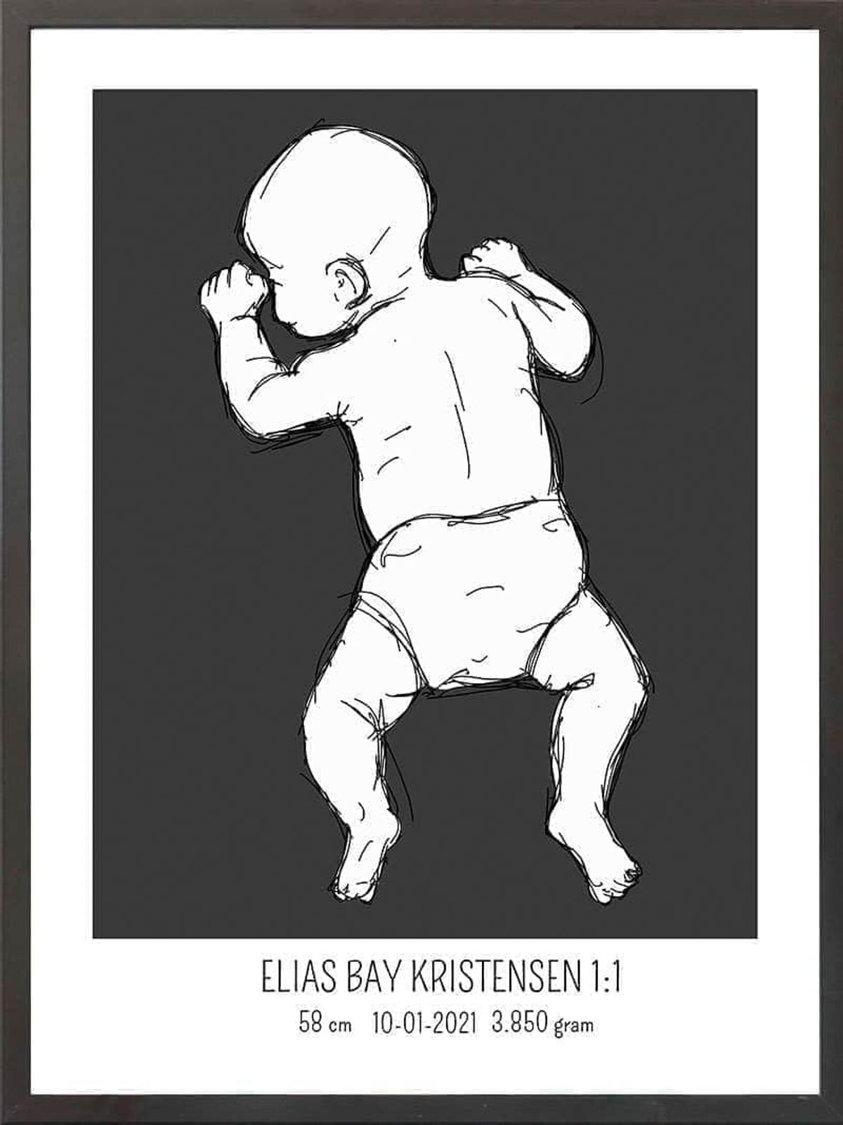 Birth poster / fødselsplakat 1:1 - På maven blå