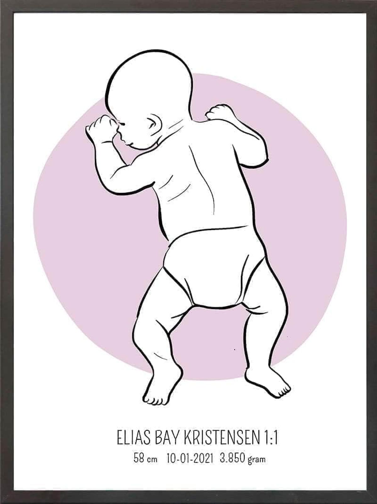 Birth poster / fødselsplakat 1:1 - På maven blå