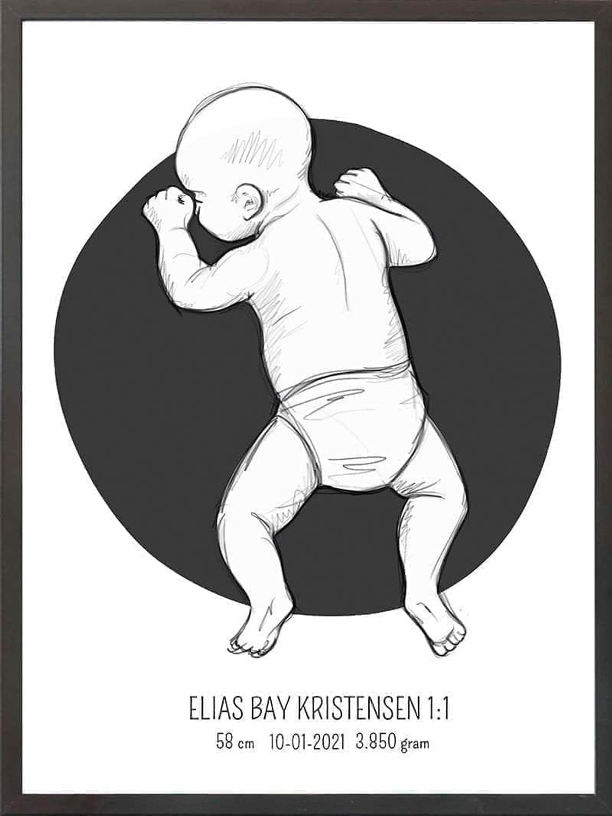 Birth poster / fødselsplakat 1:1 - På maven blå