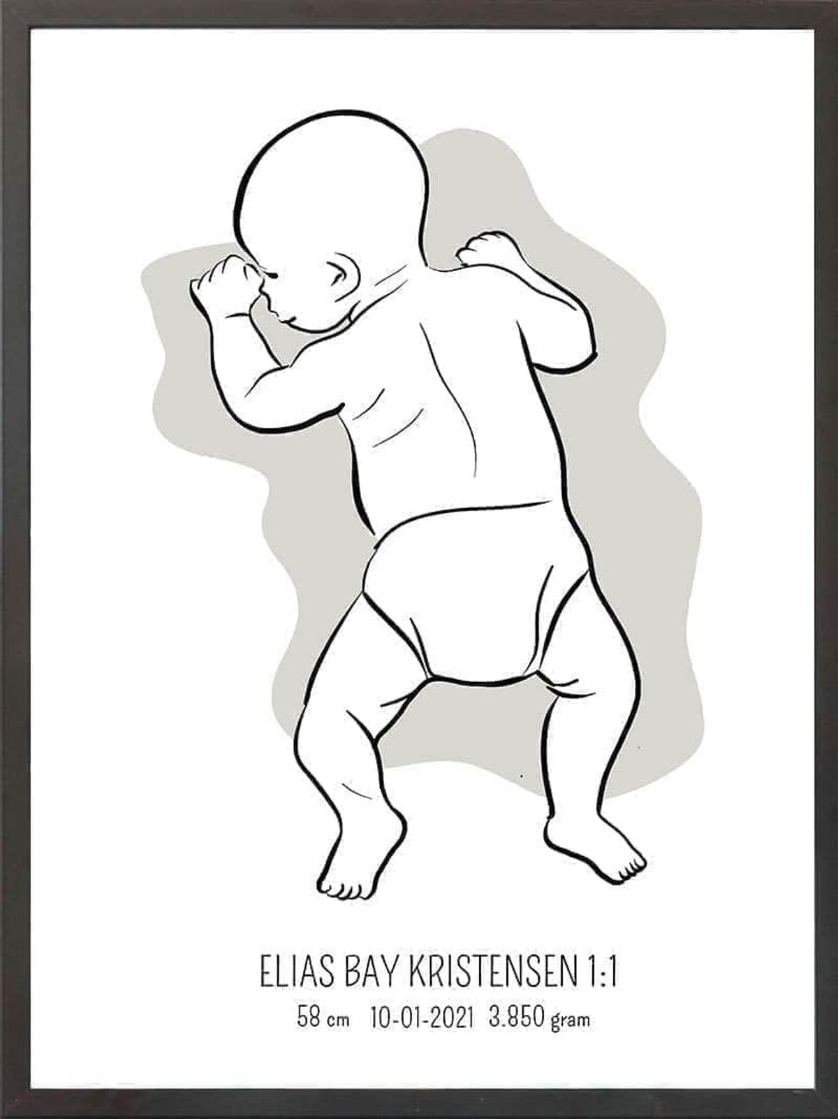 Birth poster / fødselsplakat 1:1 - På maven blå