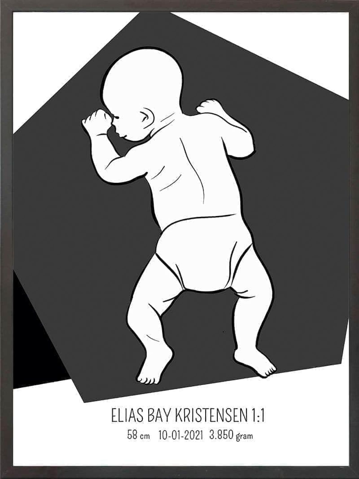 Birth poster / fødselsplakat 1:1 - På maven blå