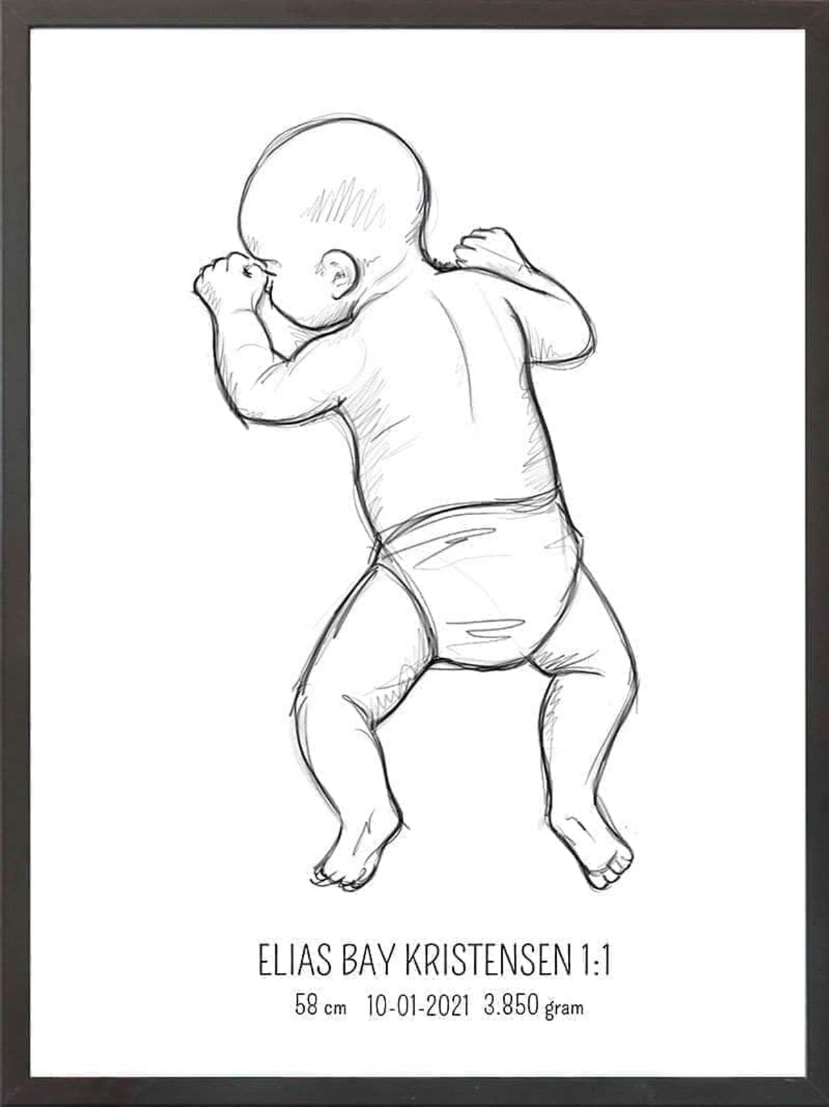 Birth poster / fødselsplakat 1:1 - På maven blå