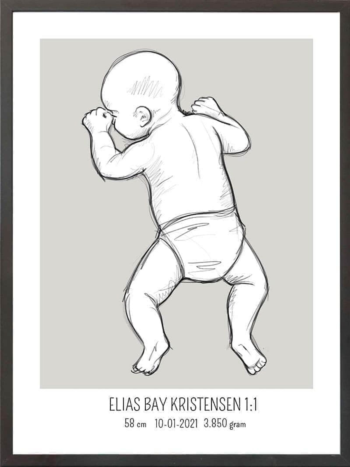 Birth poster / fødselsplakat 1:1 - På maven blå