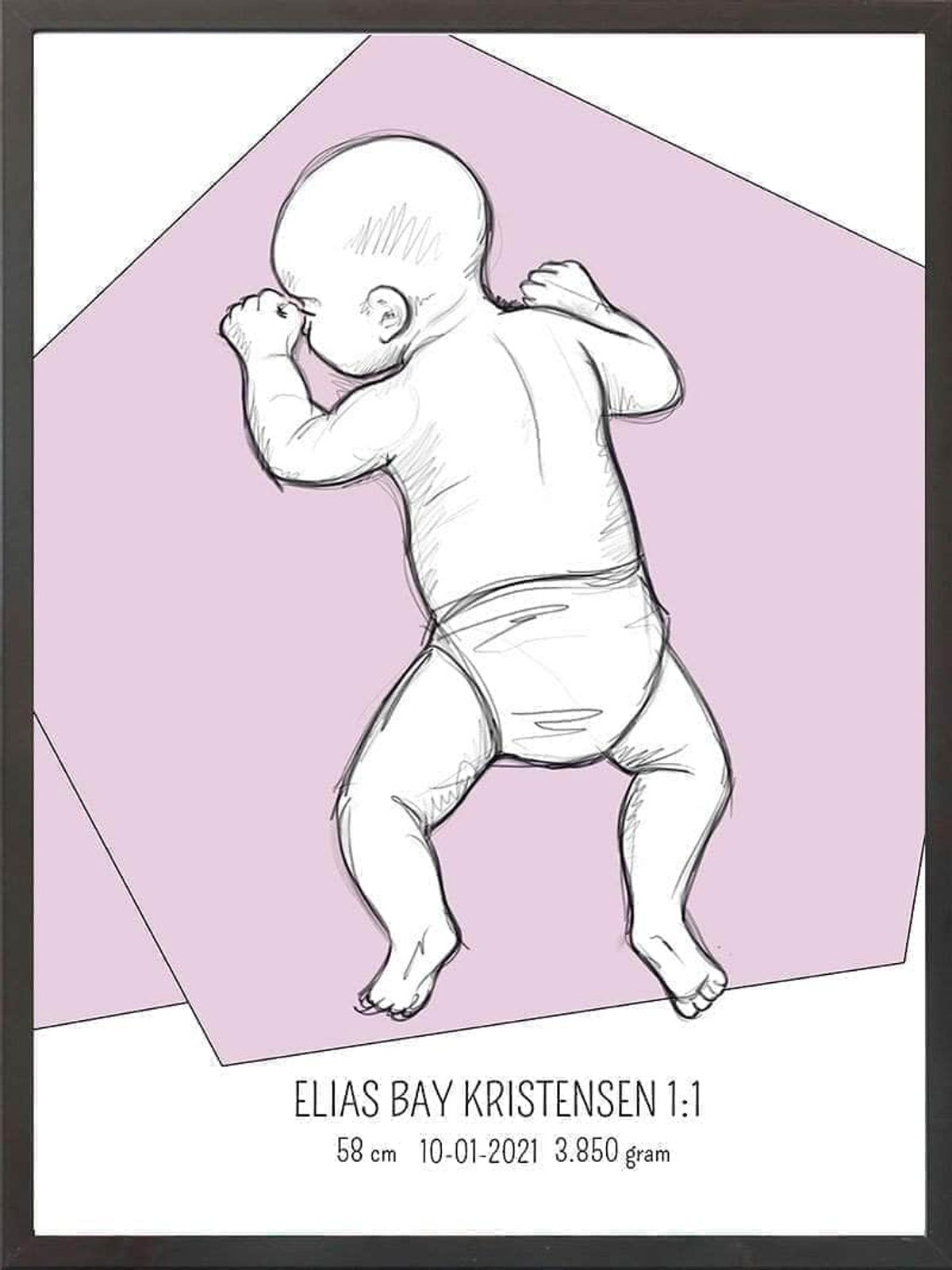 Birth poster / fødselsplakat 1:1 - På maven blå