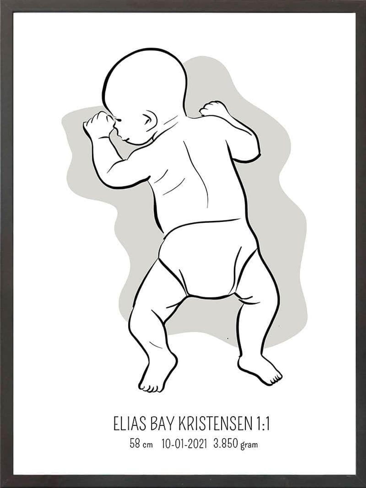 Birth poster / fødselsplakat 1:1 - På maven lyserød