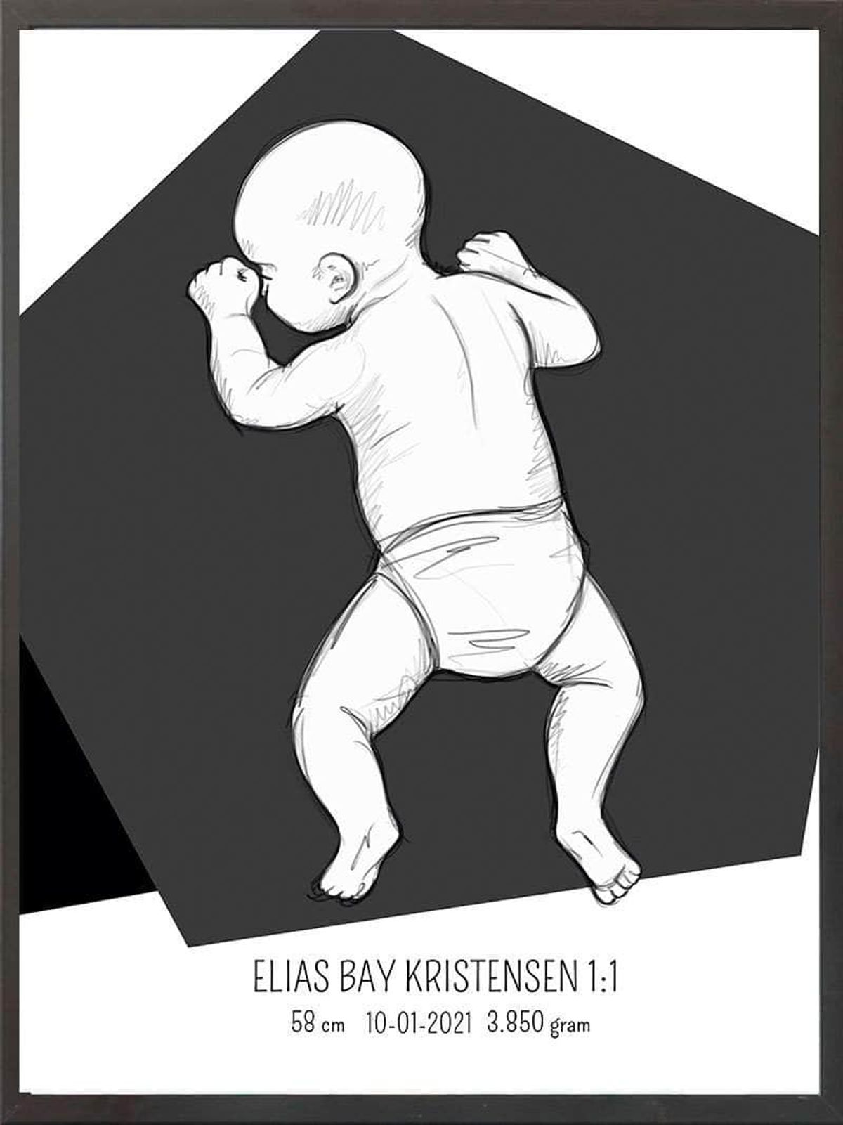 Birth poster / fødselsplakat 1:1 - På maven lyserød