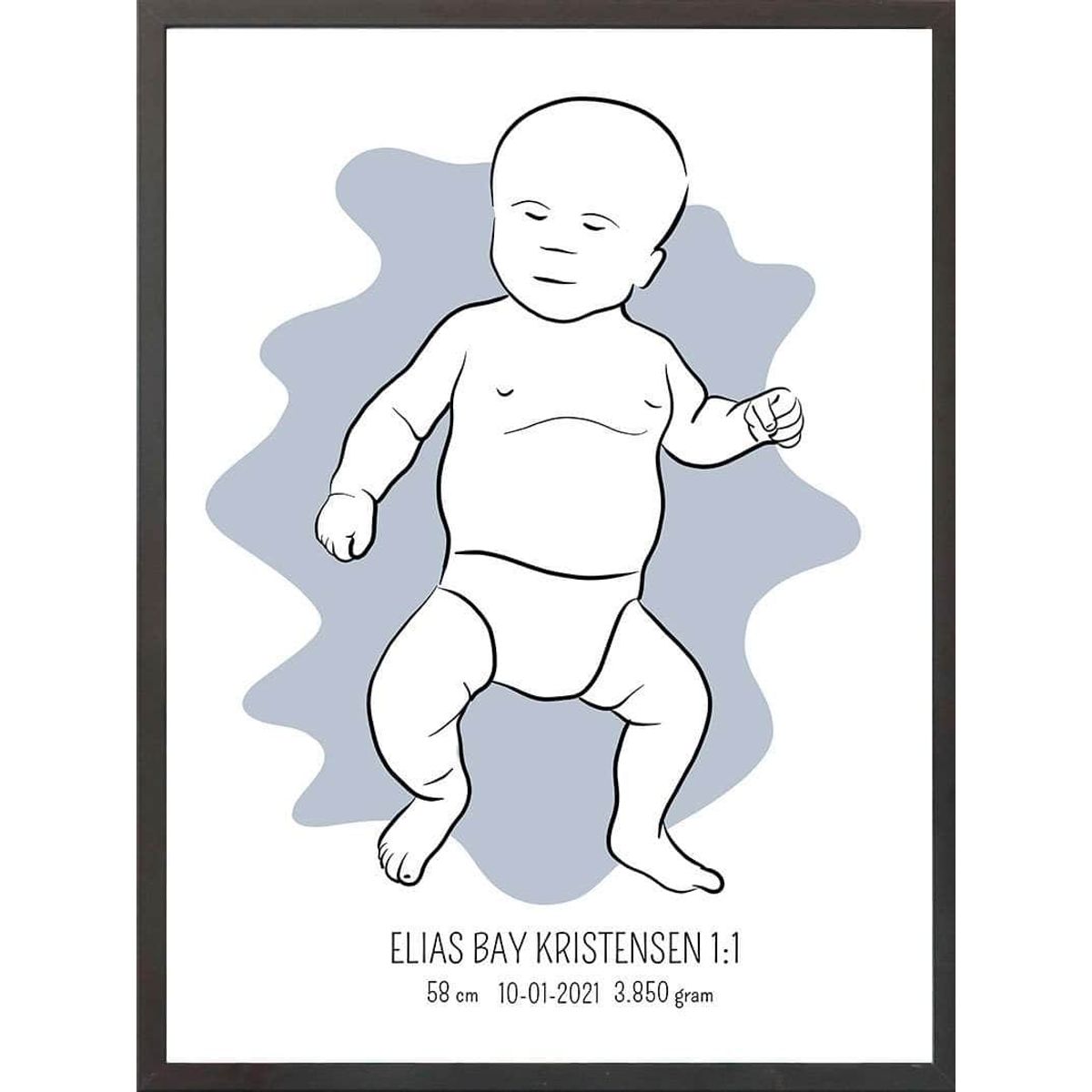 Birth poster / fødselsplakat 1:1 - Tumling blå