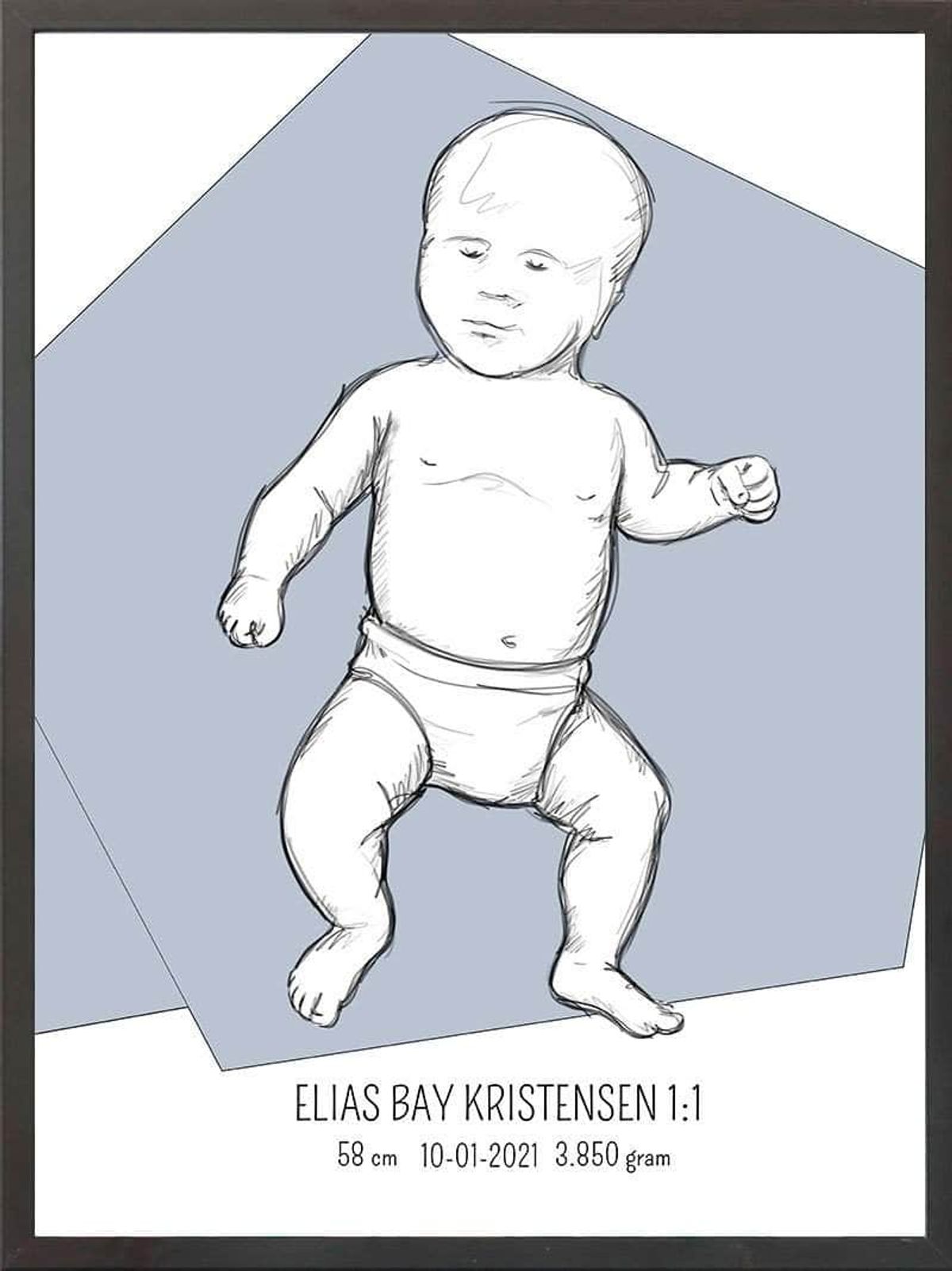 Birth poster / fødselsplakat 1:1 - Tumling blå