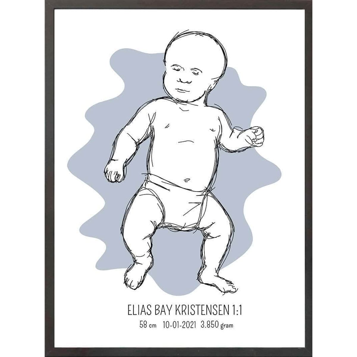 Birth poster / fødselsplakat 1:1 - Tumling blå