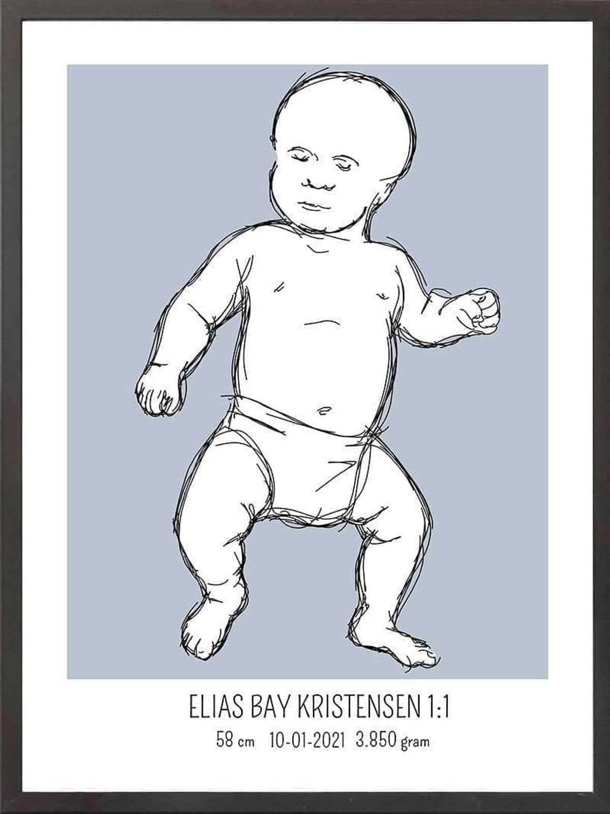 Birth poster / fødselsplakat 1:1 - Tumling blå