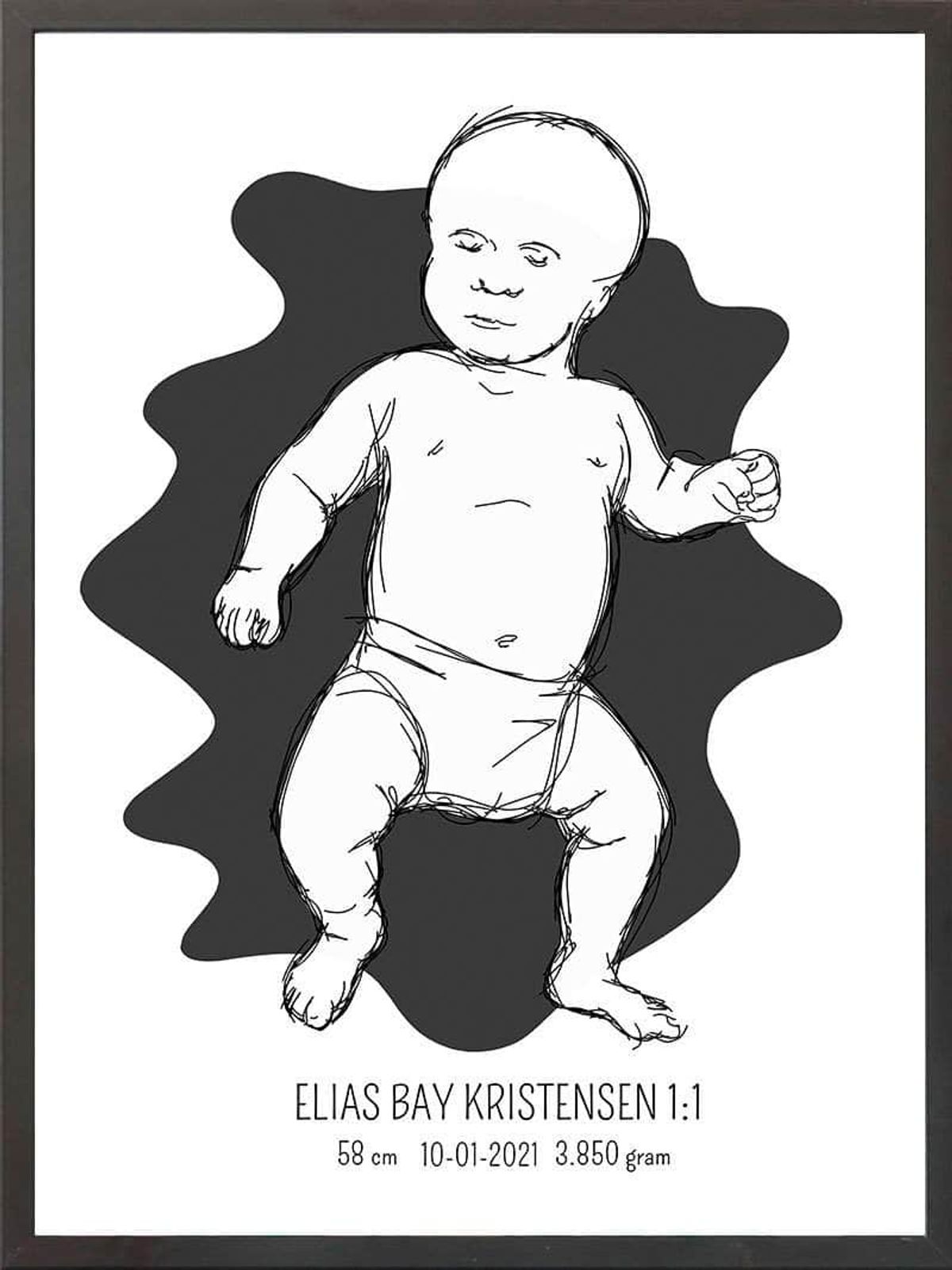 Birth poster / fødselsplakat 1:1 - Tumling blå