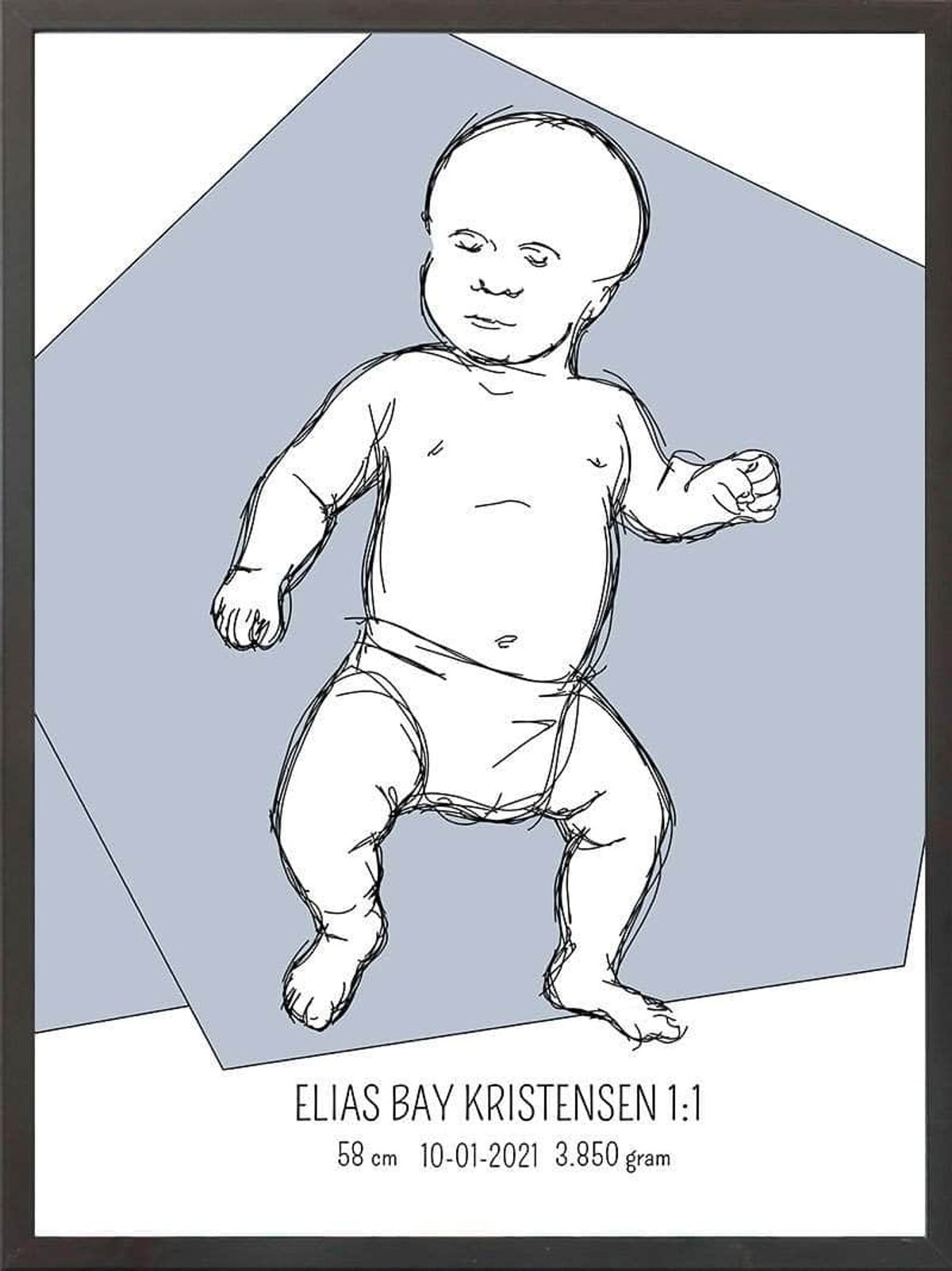 Birth poster / fødselsplakat 1:1 - Tumling blå