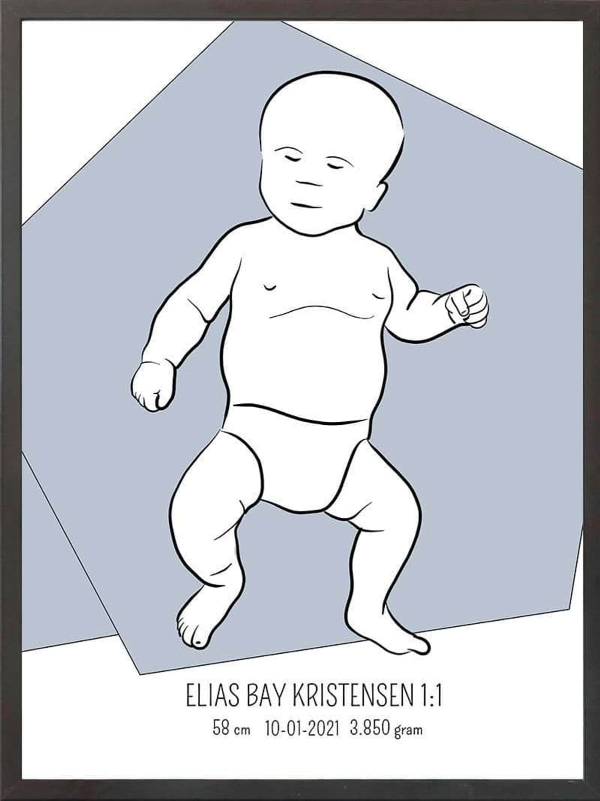 Birth poster / fødselsplakat 1:1 - Tumling blå