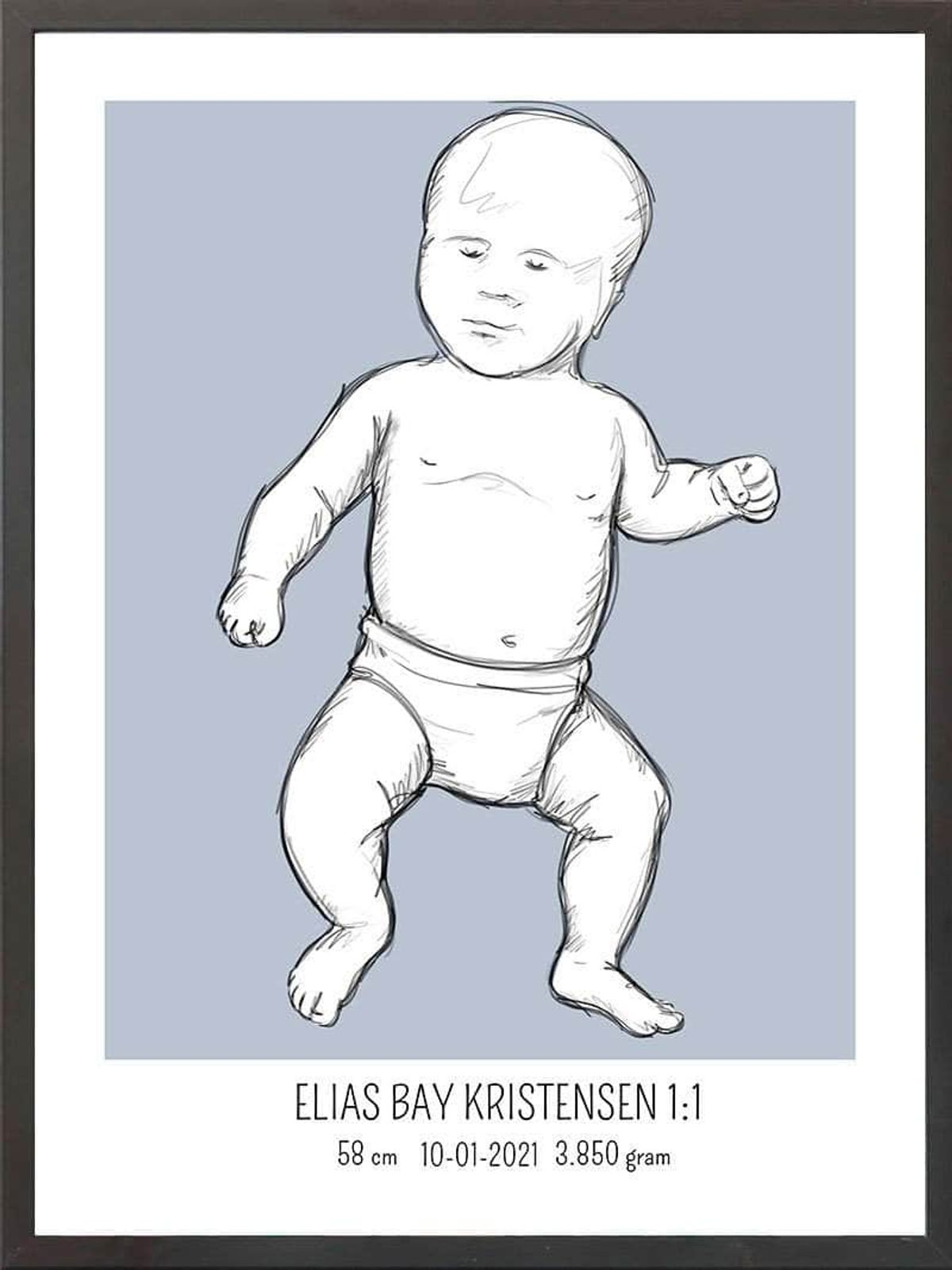 Birth poster / fødselsplakat 1:1 - Tumling blå