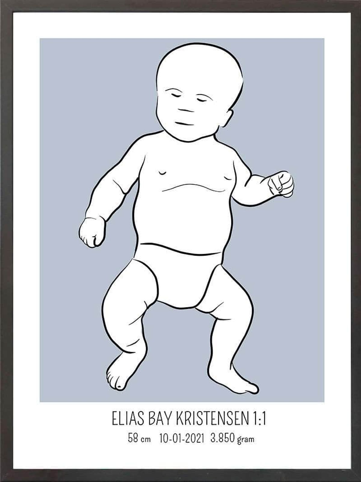 Birth poster / fødselsplakat 1:1 - Tumling blå