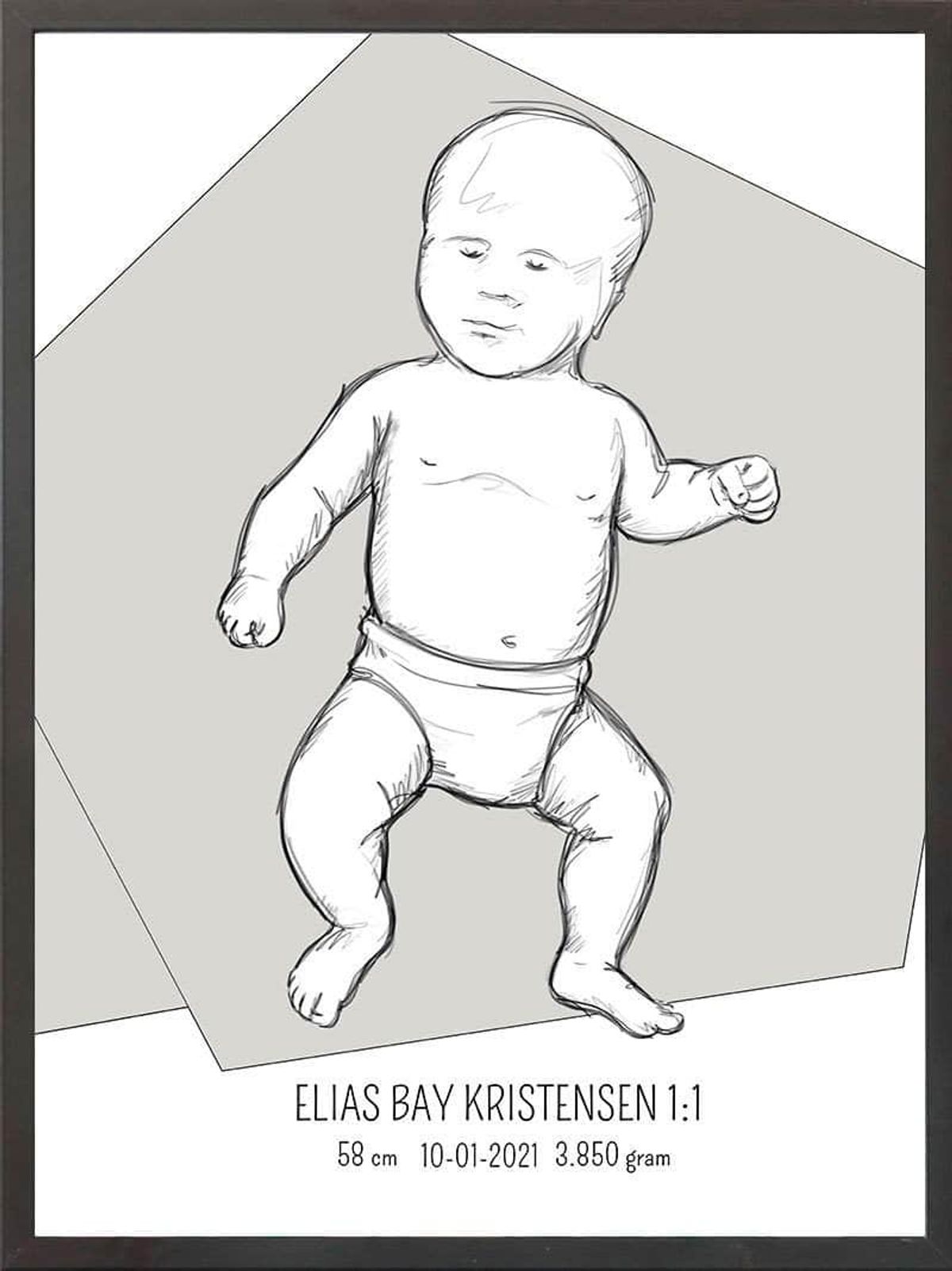 Birth poster / fødselsplakat 1:1 - Tumling blå