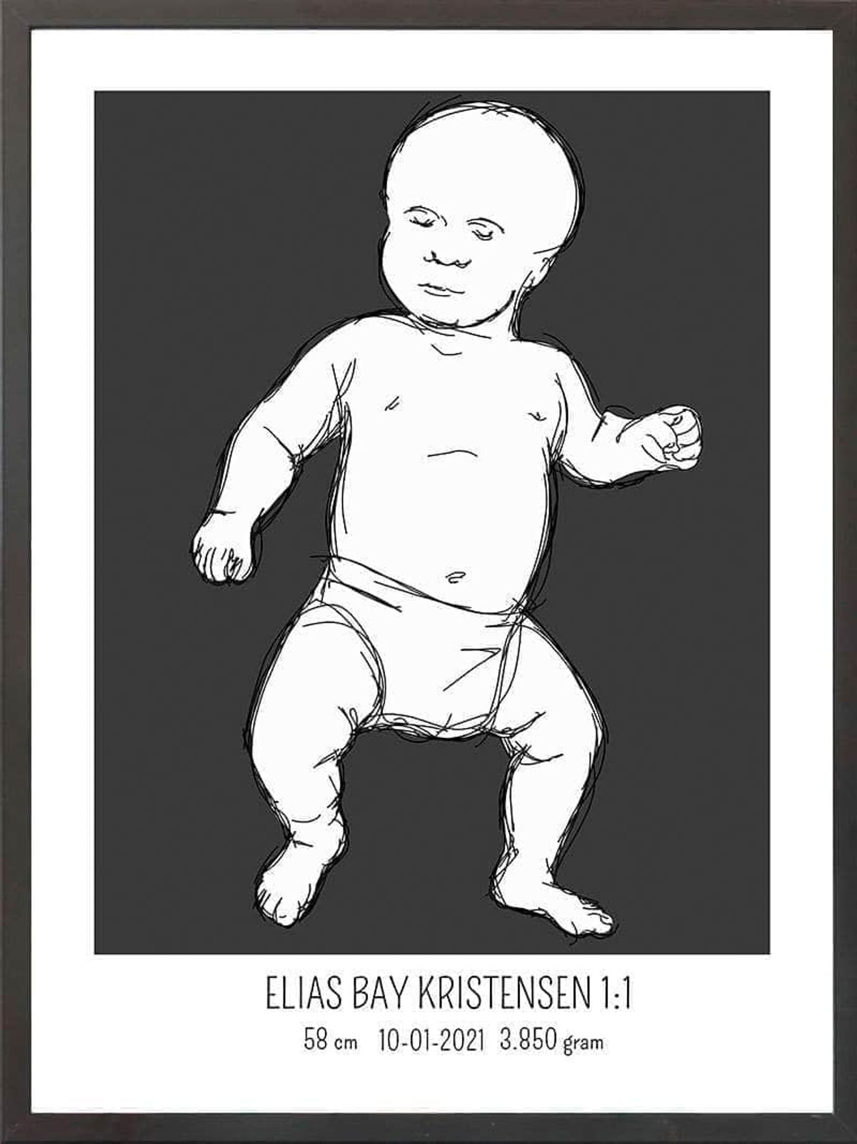 Birth poster / fødselsplakat 1:1 - Tumling lyserød