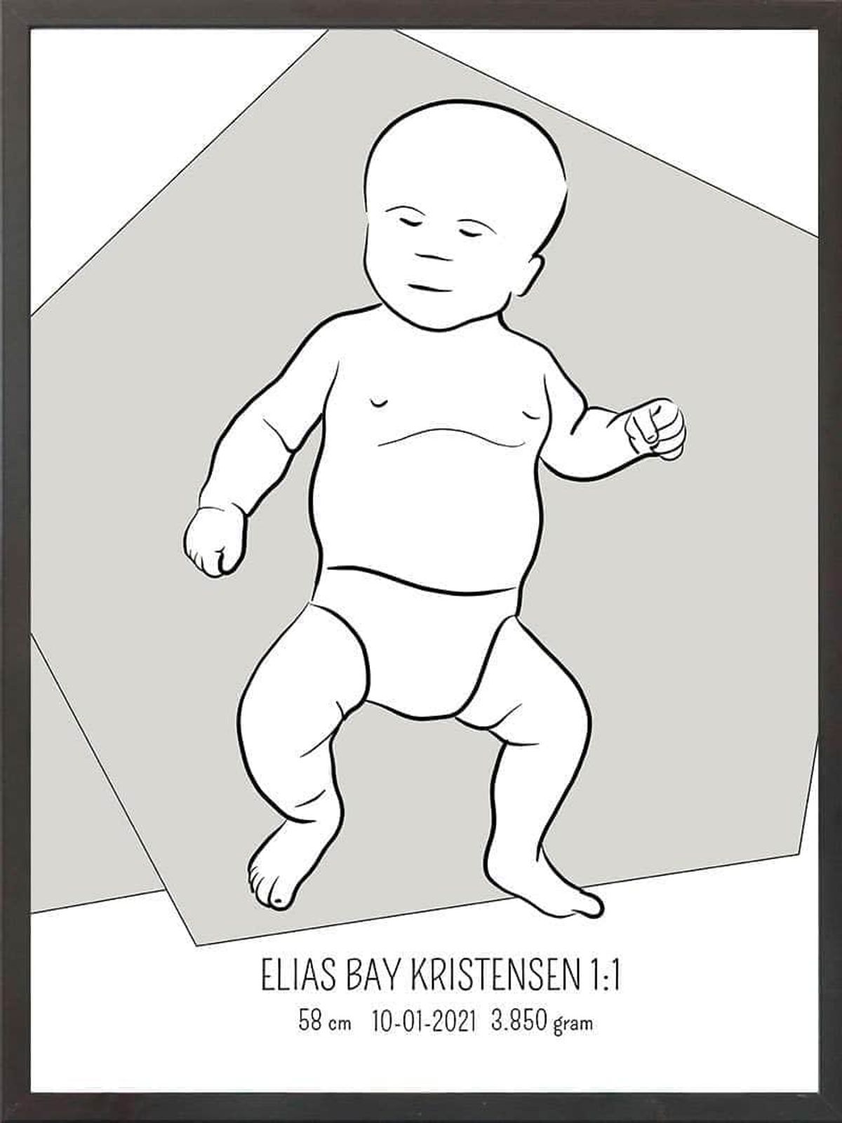 Birth poster / fødselsplakat 1:1 - Tumling lyserød