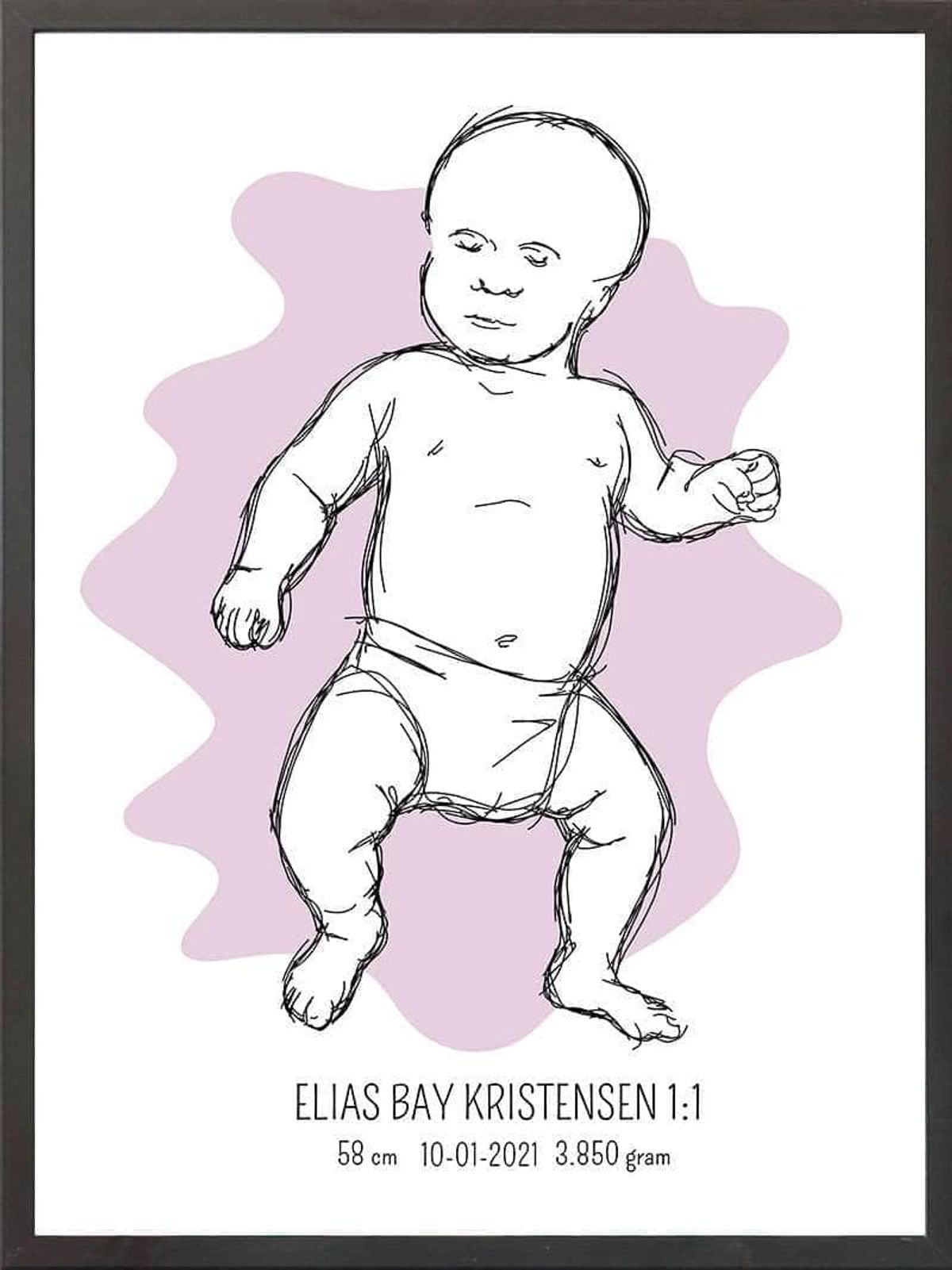 Birth poster / fødselsplakat 1:1 - Tumling lyserød