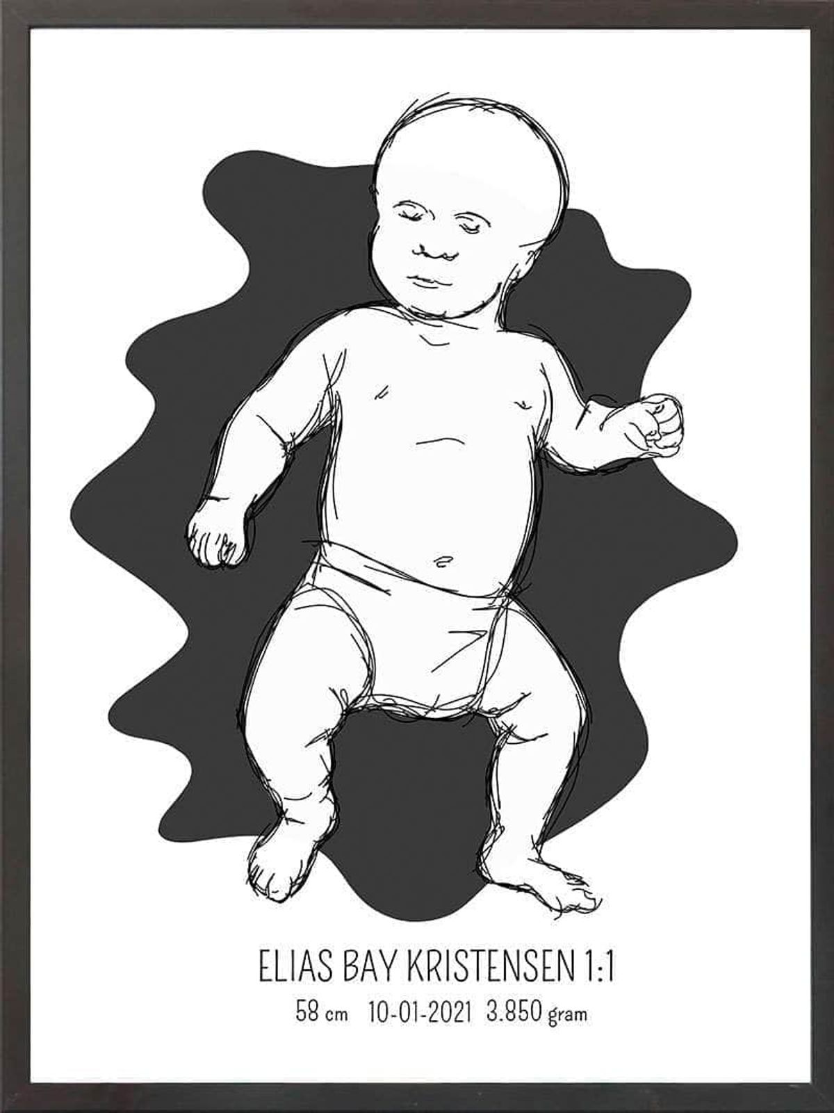 Birth poster / fødselsplakat 1:1 - Tumling lyserød