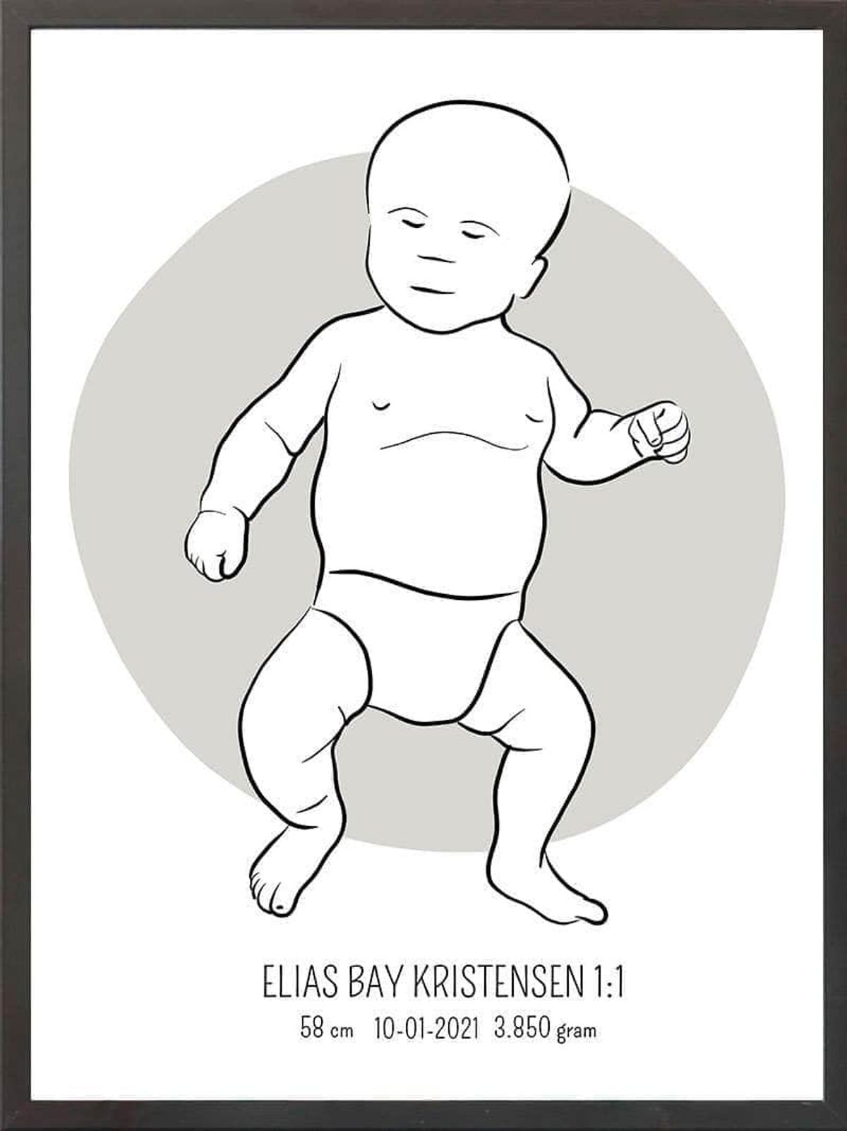 Birth poster / fødselsplakat 1:1 - Tumling lyserød