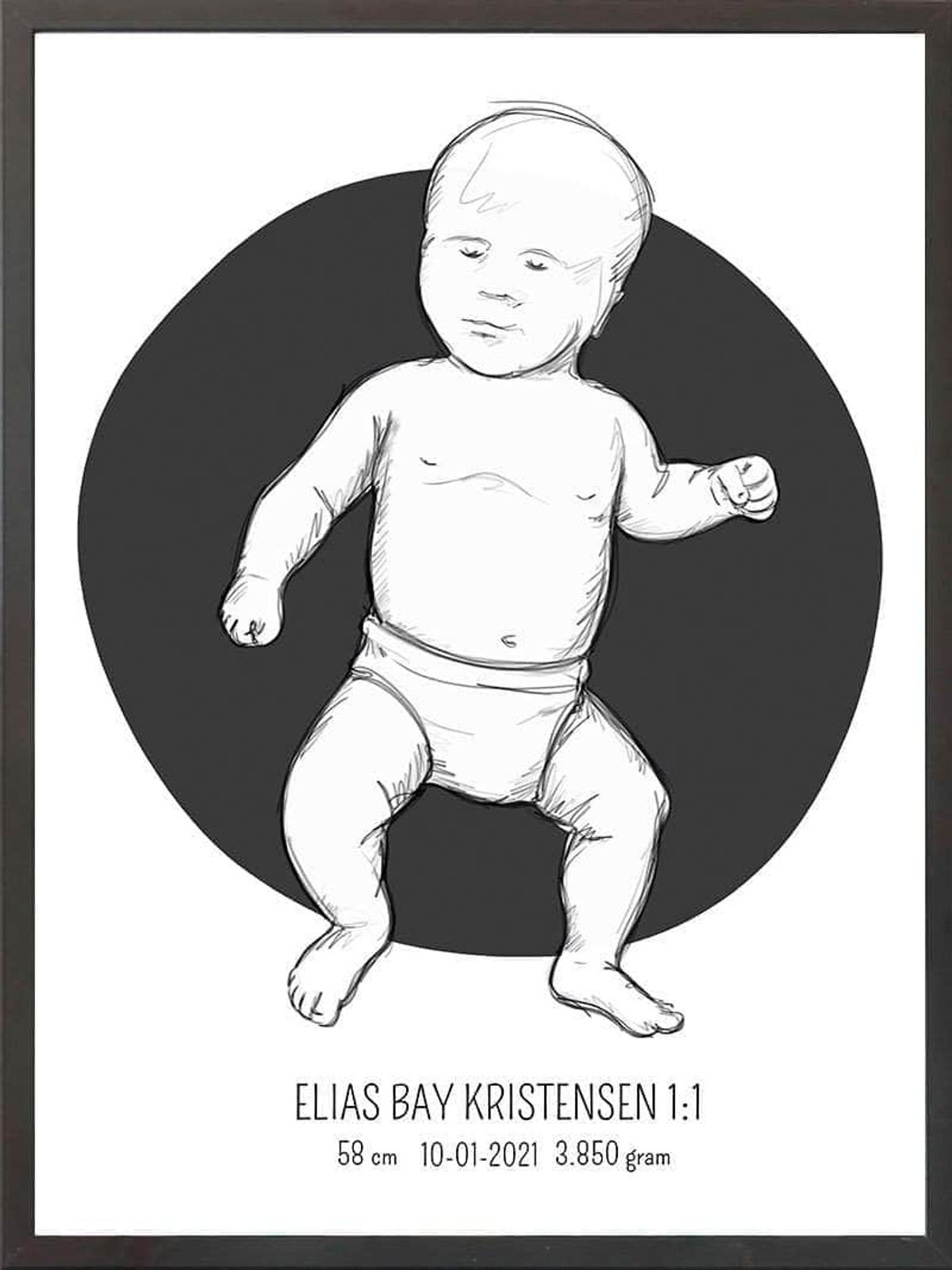 Birth poster / fødselsplakat 1:1 - Tumling lyserød