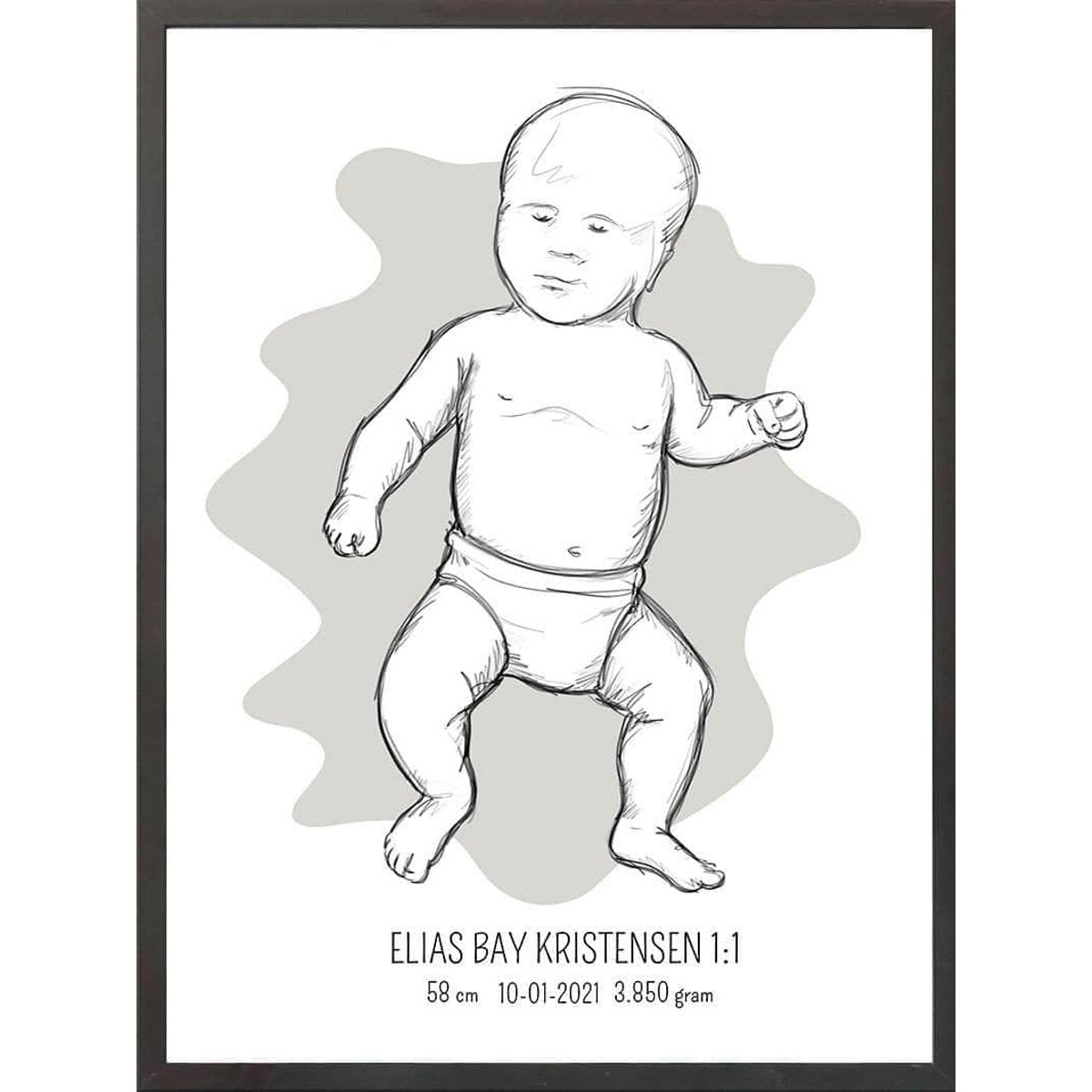 Birth poster / fødselsplakat 1:1 - Tumling lyserød