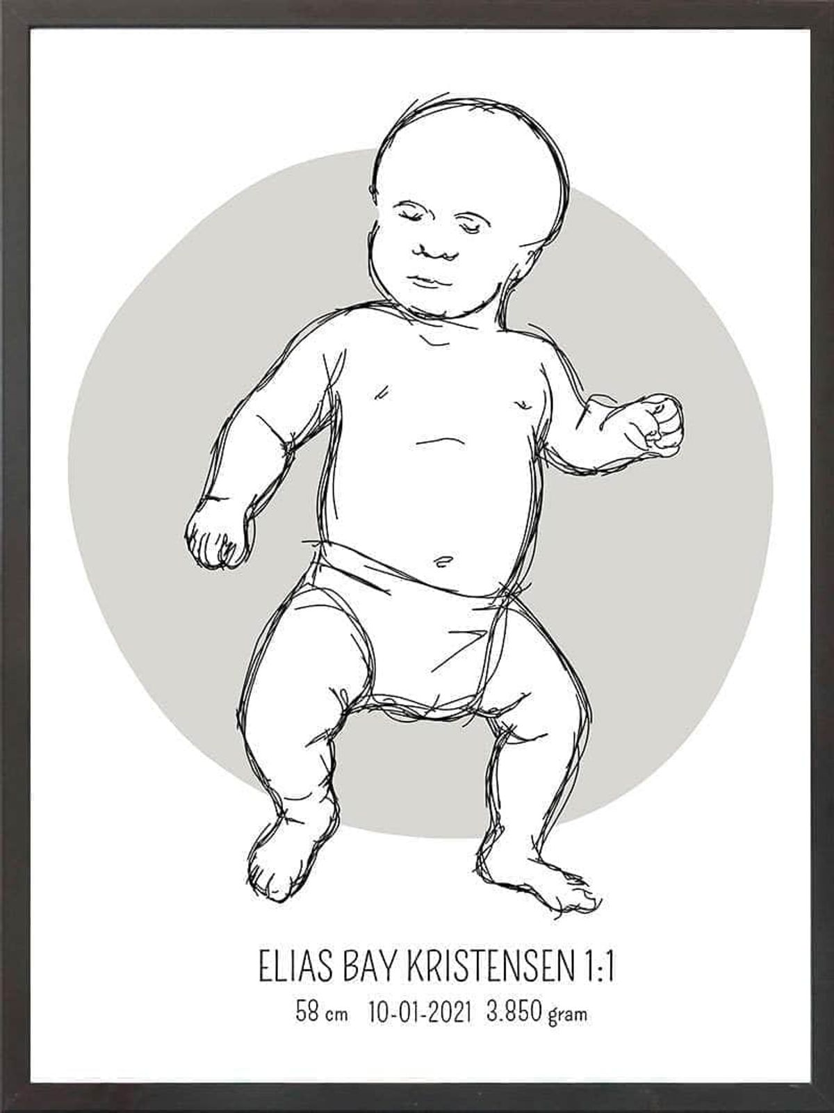 Birth poster / fødselsplakat 1:1 - Tumling lyserød