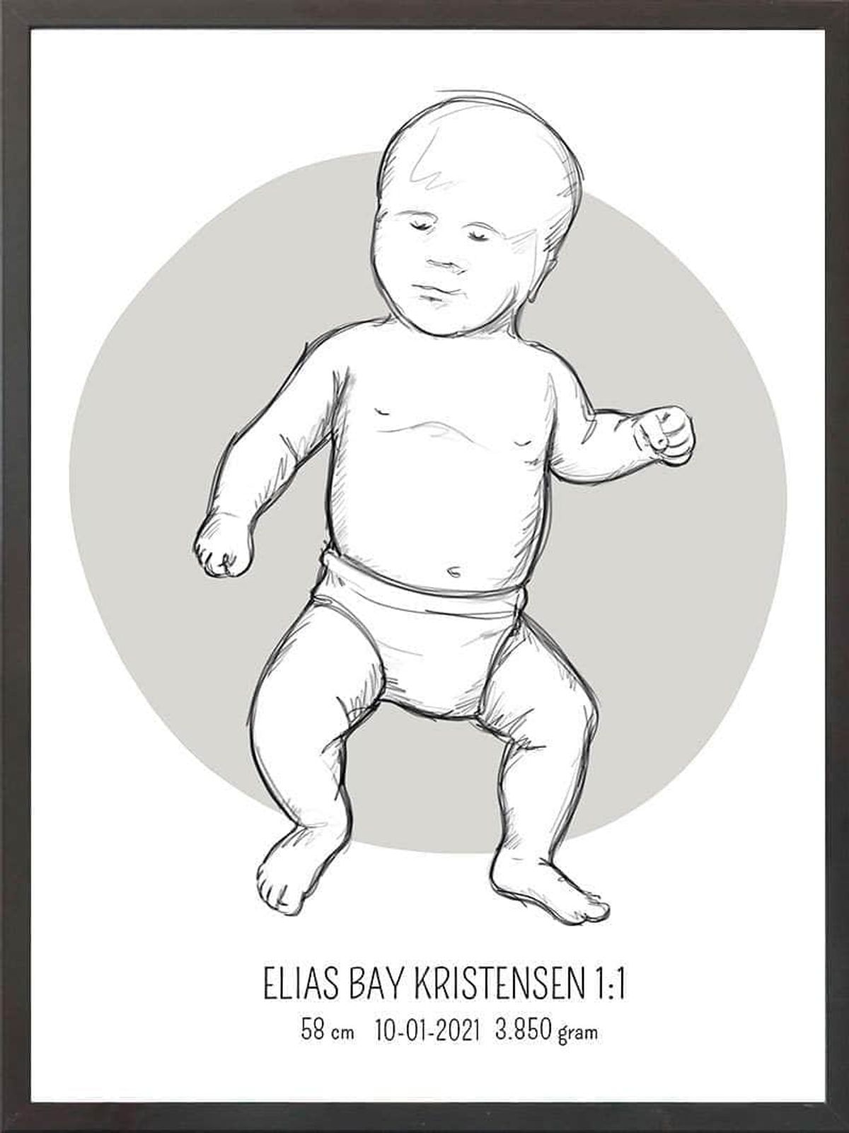 Birth poster / fødselsplakat 1:1 - Tumling lyserød