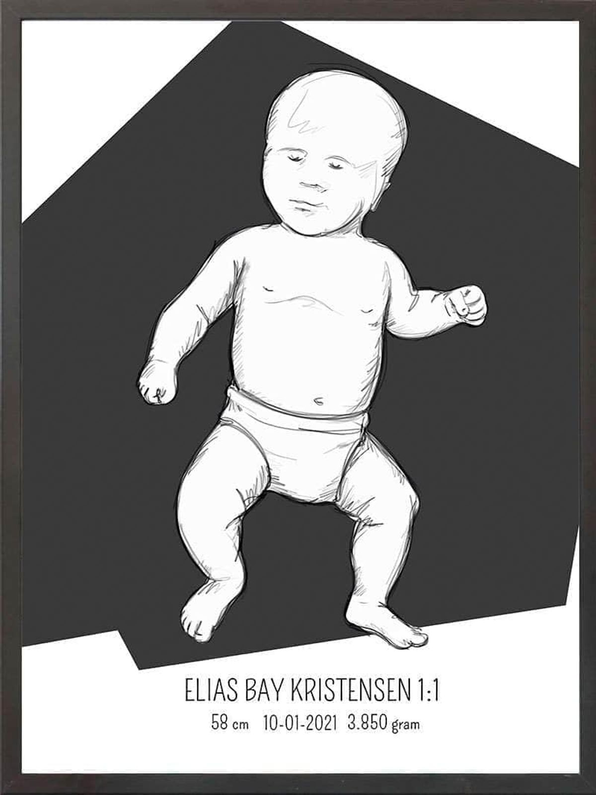 Birth poster / fødselsplakat 1:1 - Tumling lyserød