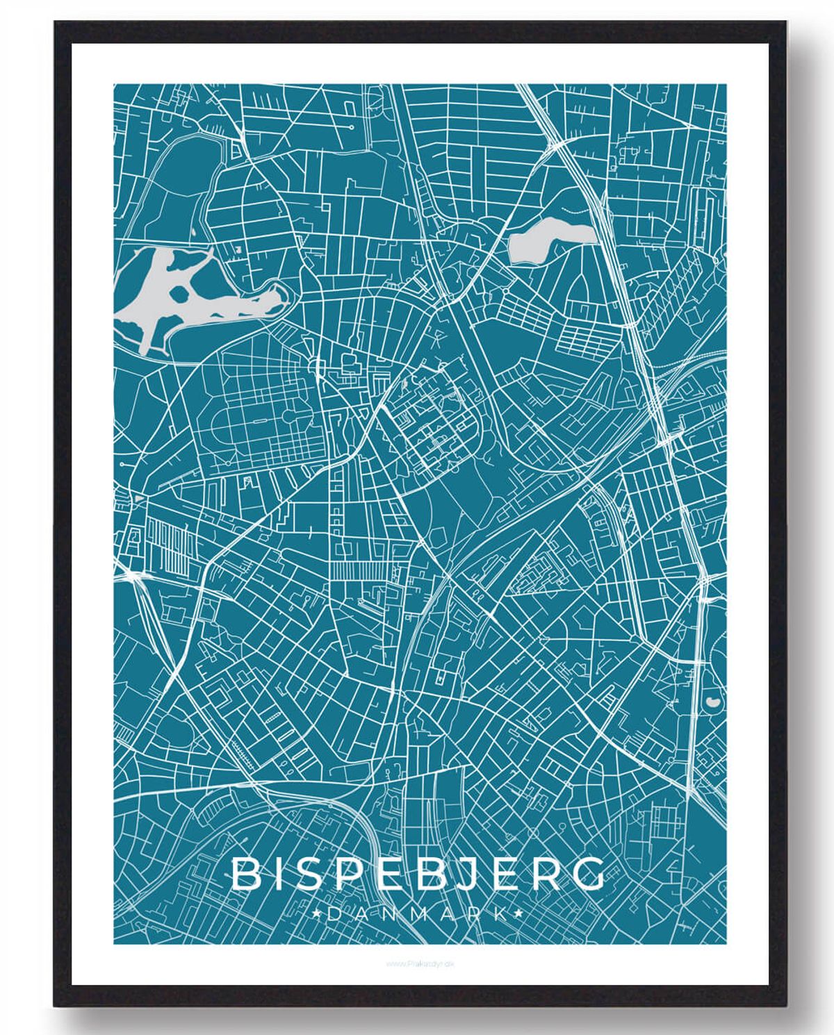 Bispebjerg by plakat - blå (Størrelse: L - 50x70cm (B2))