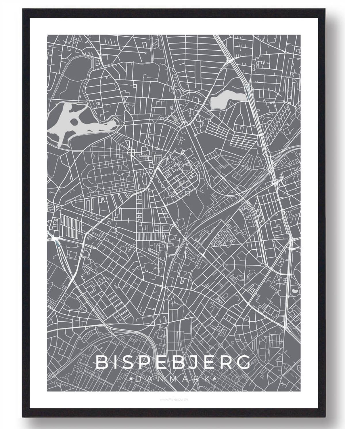 Bispebjerg by plakat - grå (Størrelse: L - 50x70cm (B2))