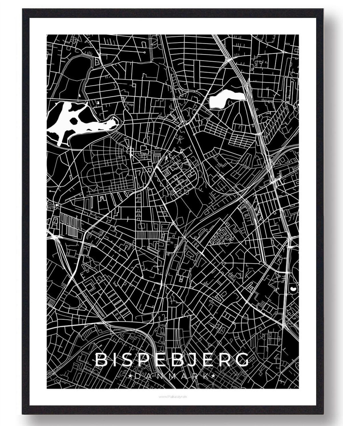 Bispebjerg by plakat - sort (Størrelse: L - 50x70cm (B2))