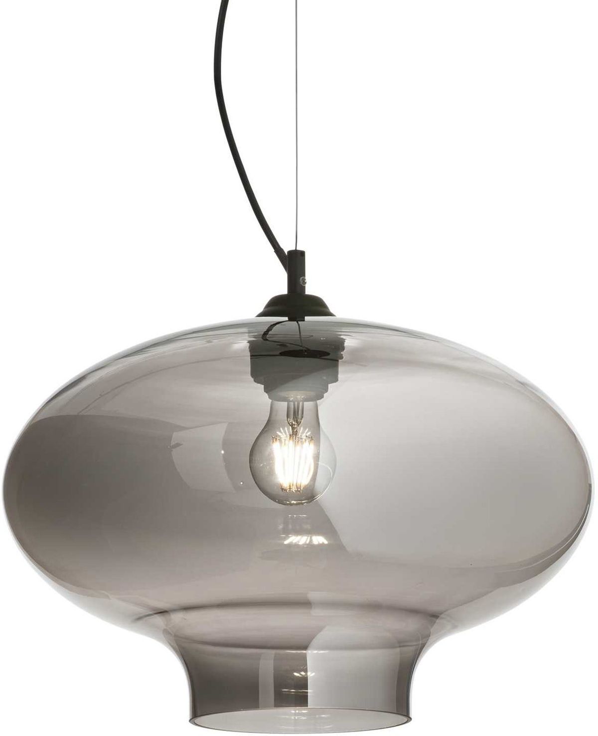 Bistro´, Pendel lampe, E27 max 1 x 60W, E27, røg/sort, metal, glas, Ø400xHmin355/max2445mm