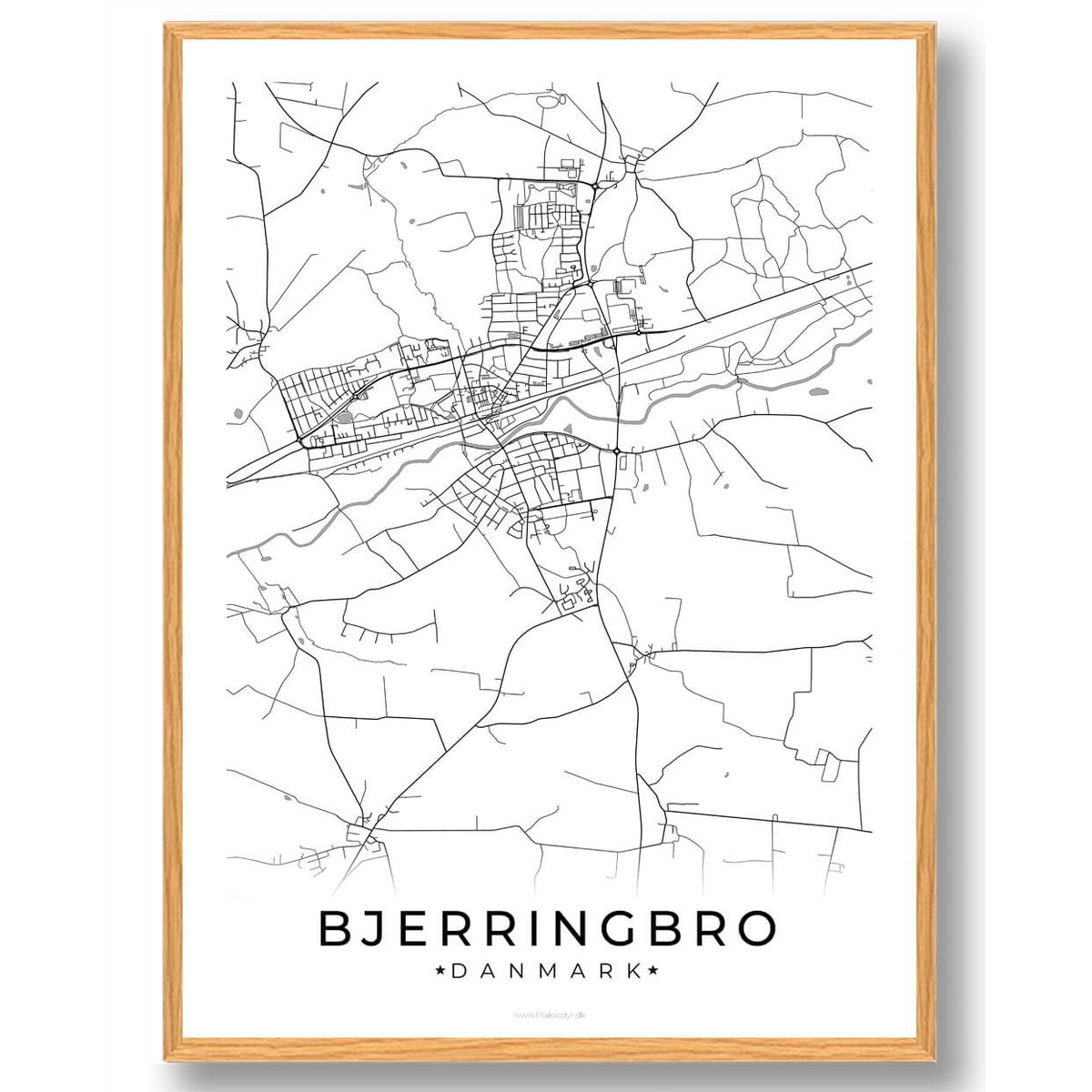 Bjerringbro by plakat - hvid (Størrelse: XS - 15x21cm (A5))