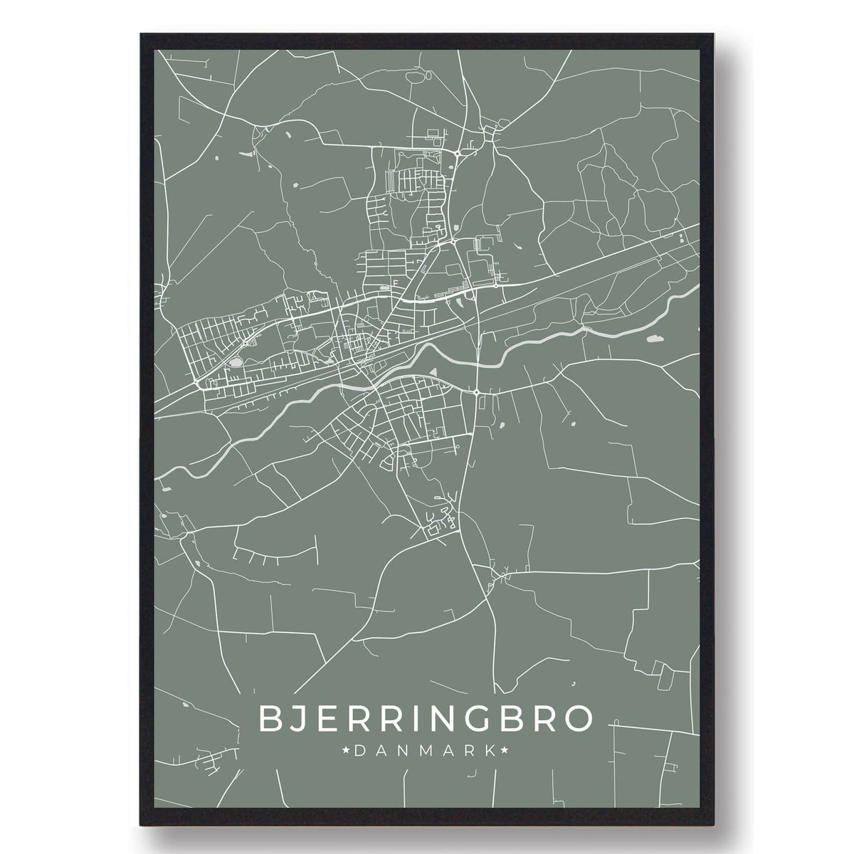 Bjerringbro plakat - grøn (Størrelse: S - 21x29,7cm (A4))