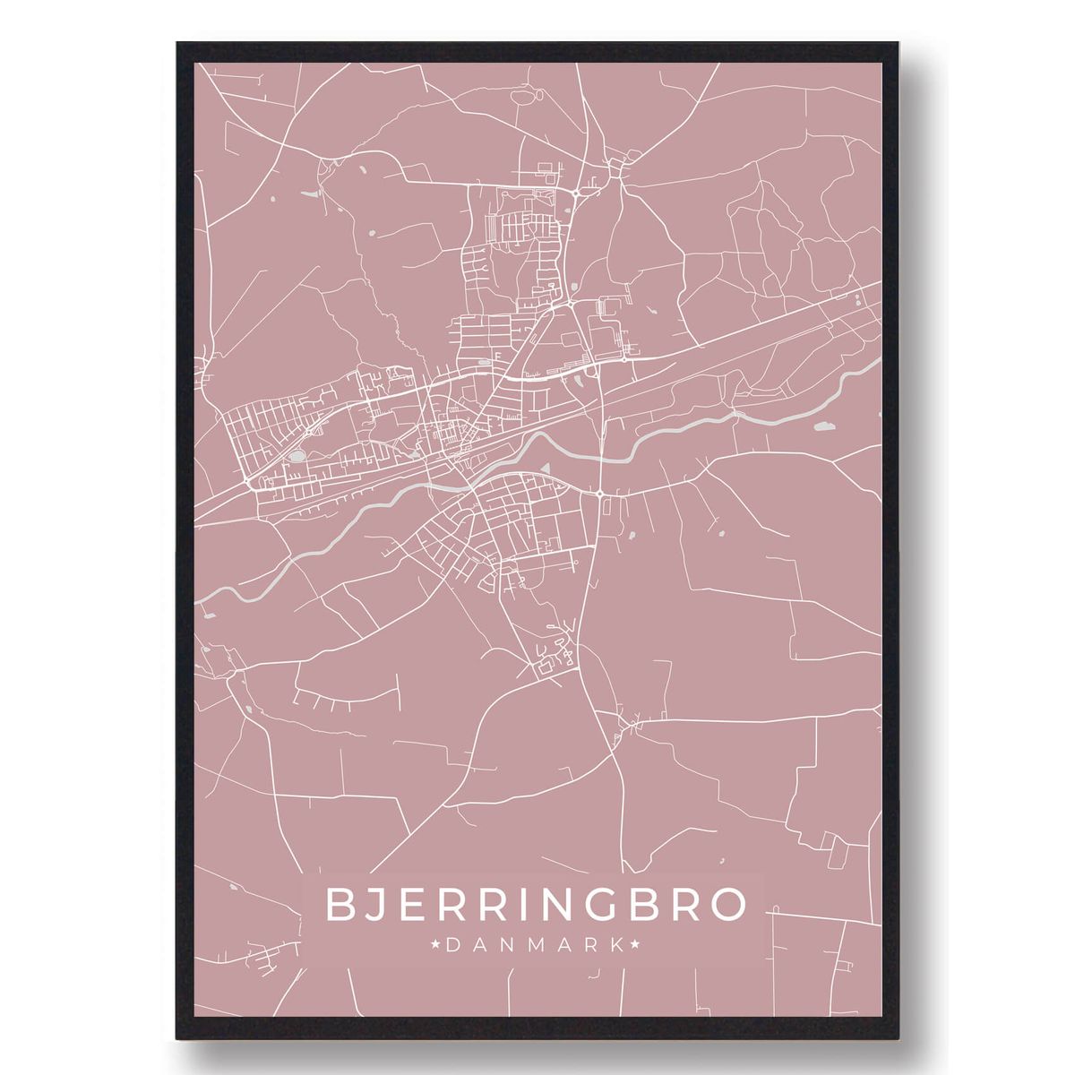 Bjerringbro plakat - rosa (Størrelse: M - 30x40cm)