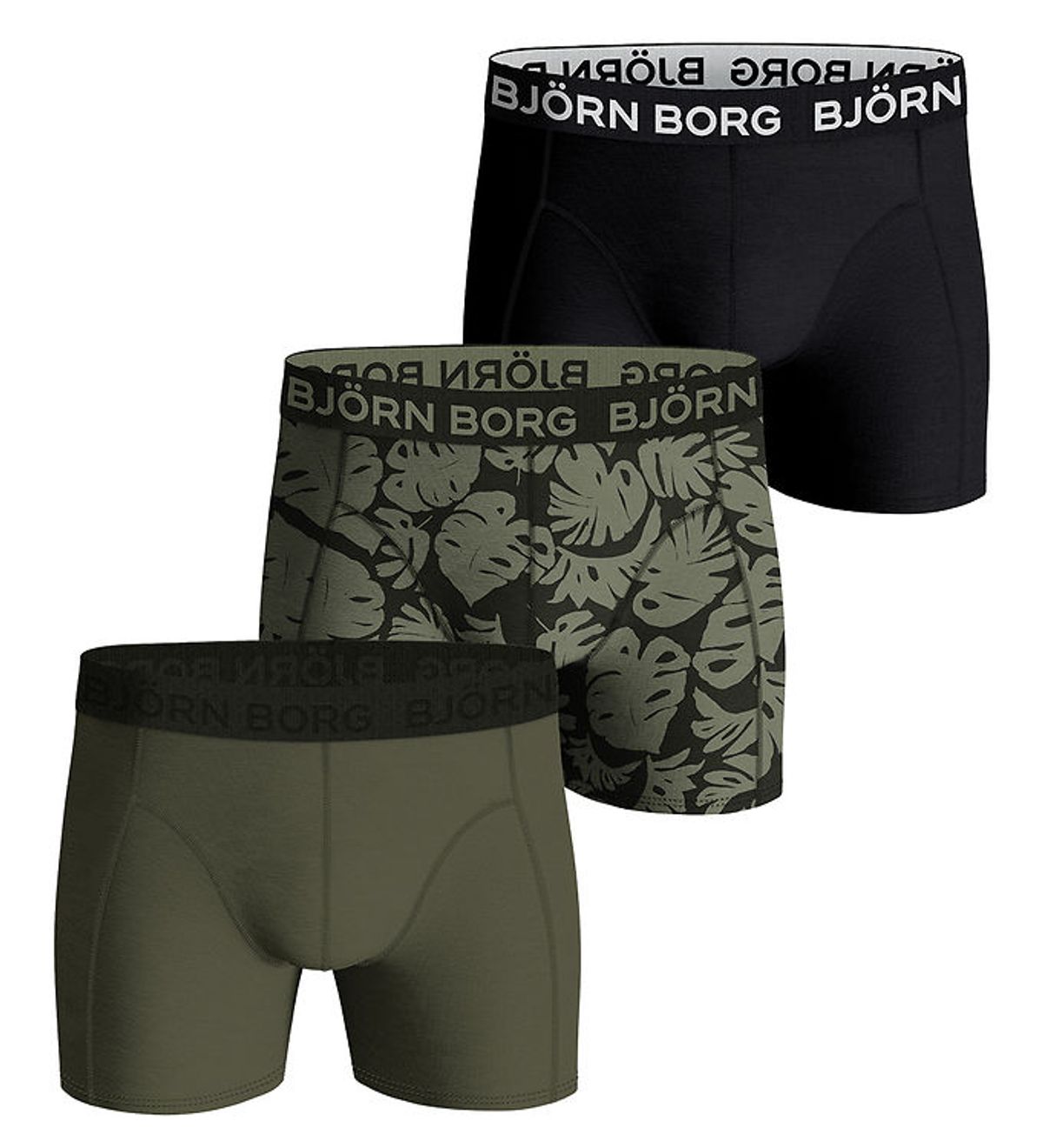 Björn Borg Boxershorts - 3-pak - Sort/Grøn/Print