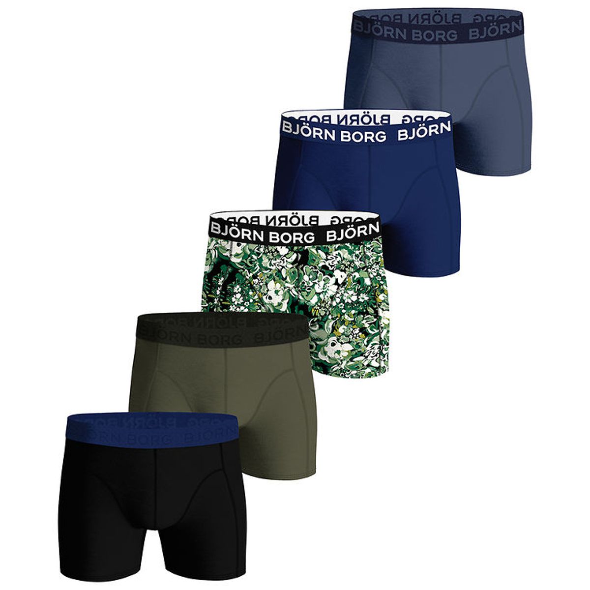 Björn Borg Boxershorts - 5-pak - Sort/Blå/Grøn/Print