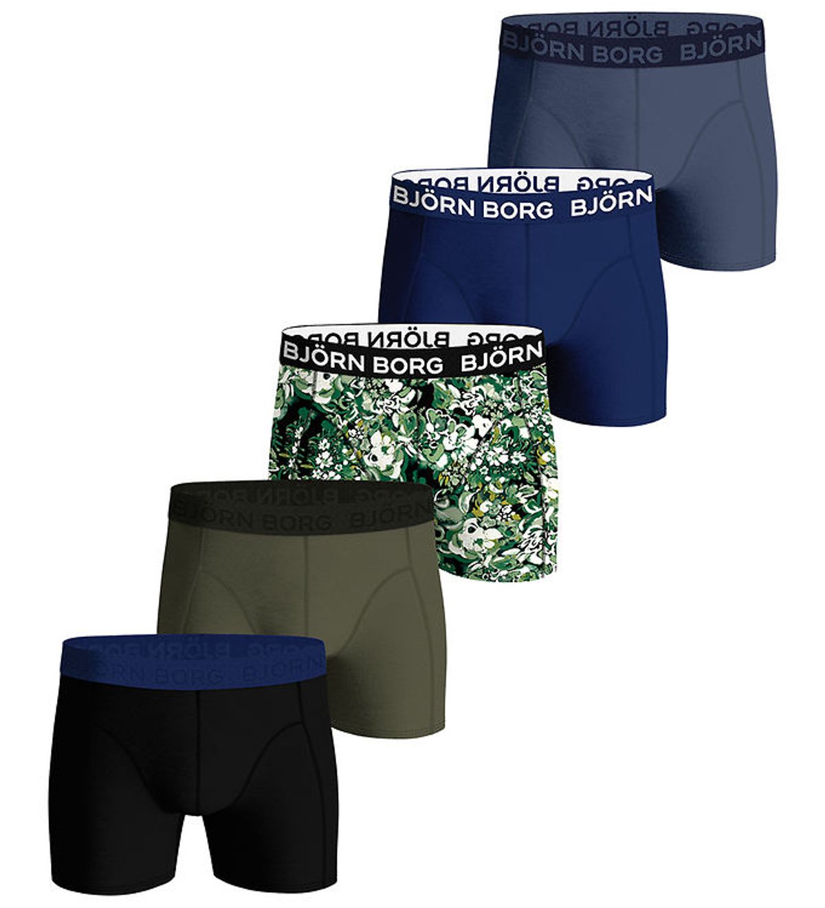 Björn Borg Boxershorts - 5-pak - Sort/Blå/Grøn/Print