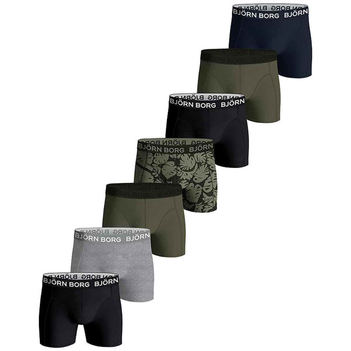 Björn Borg Boxershorts - 7-pak - Sort/Grøn/Blå/Melange/Print