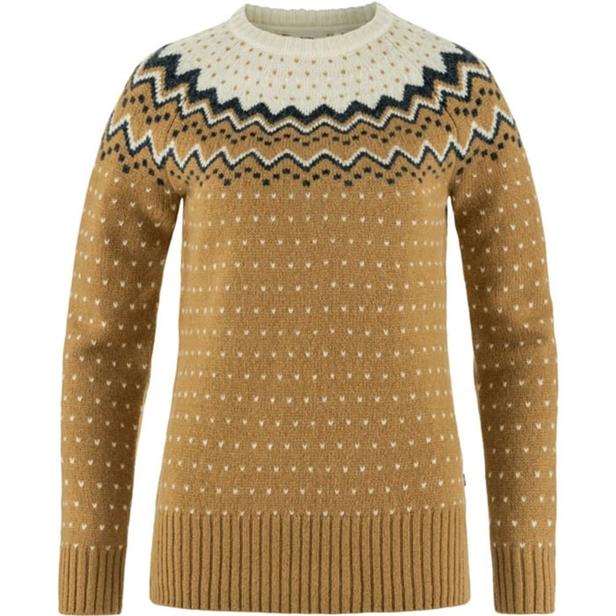 Black Friday Fjällräven Övik Knit Sweater W-Grønwheat Brun/chalk Hvid-L - Trøjer