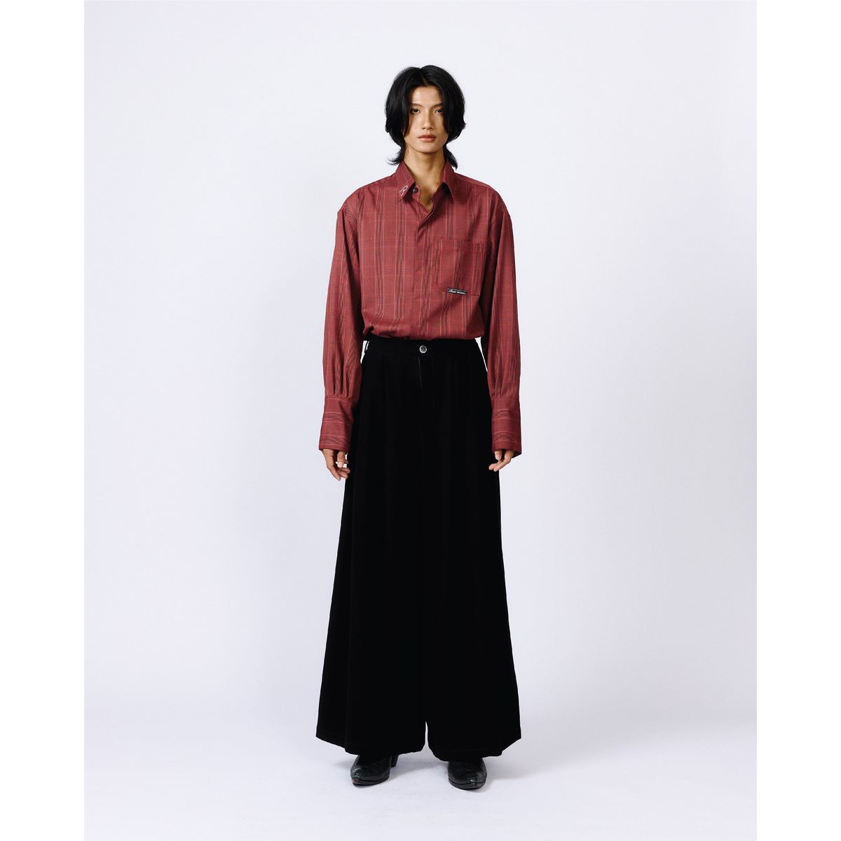 BLACK WIDE LEG SLACKS - Small