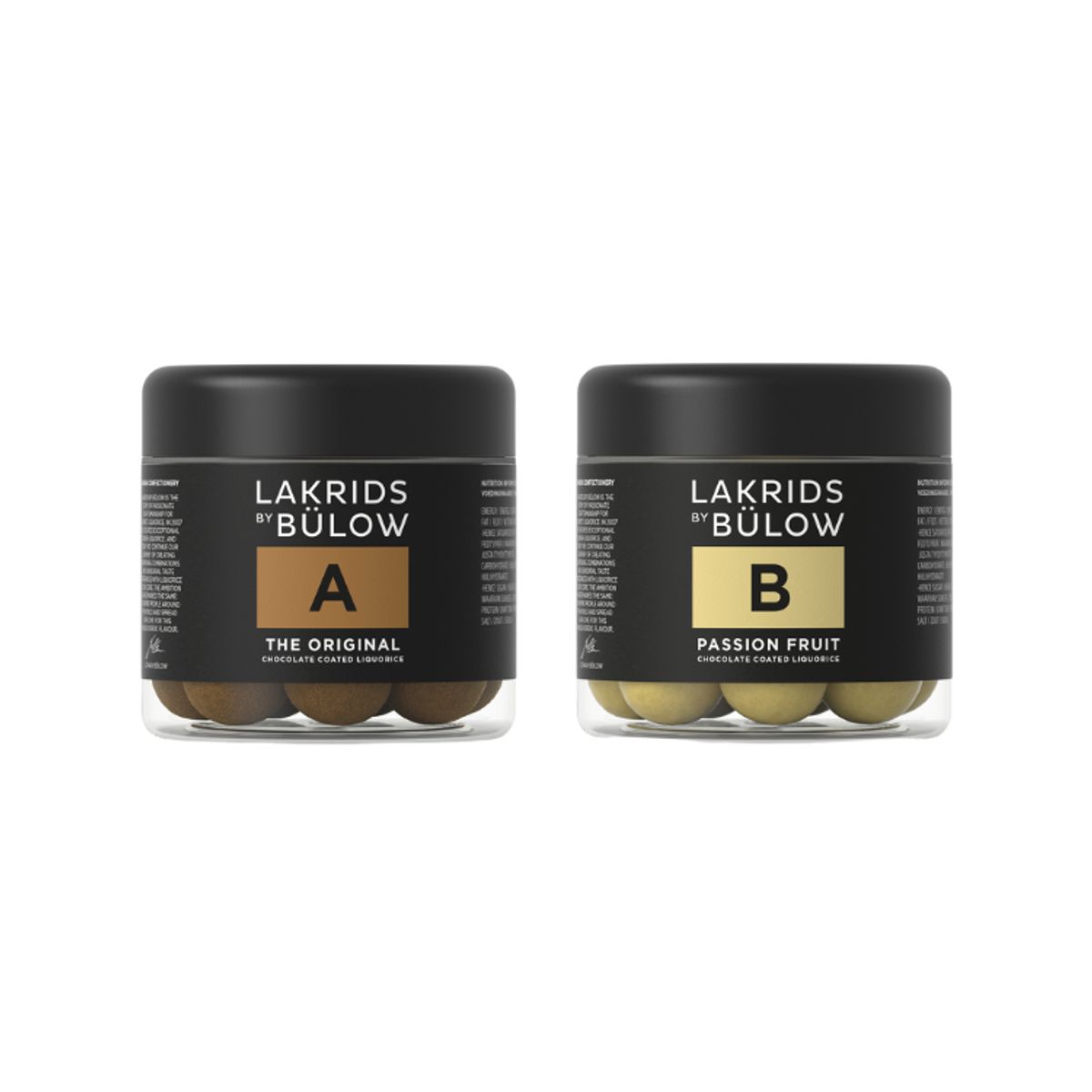 (Bland selv) 2-pak, Lakrids by Bülow choc-coated - B - Passionsfrugt / C - Coffee