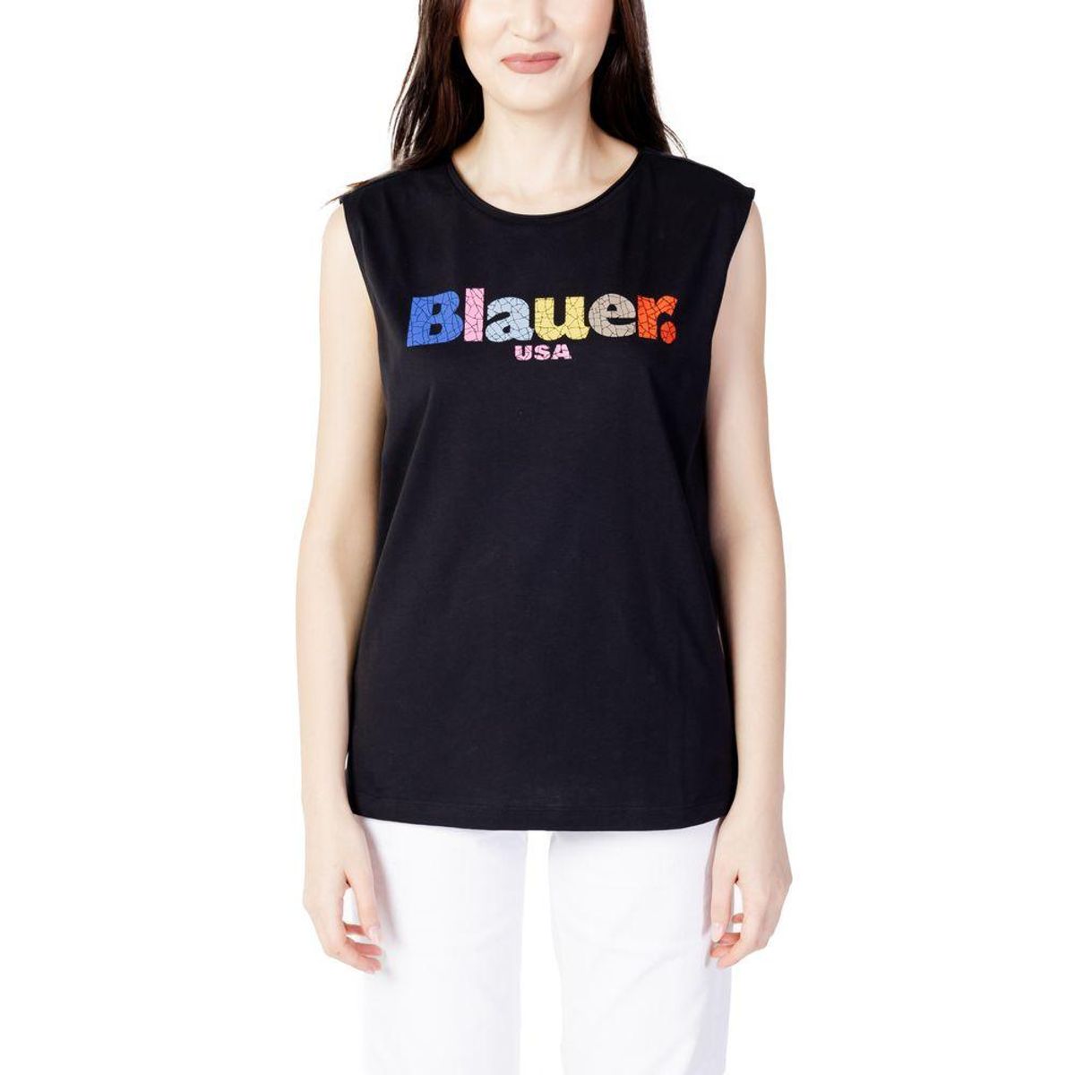 Blauer Black Cotton Tops & T-Shirt