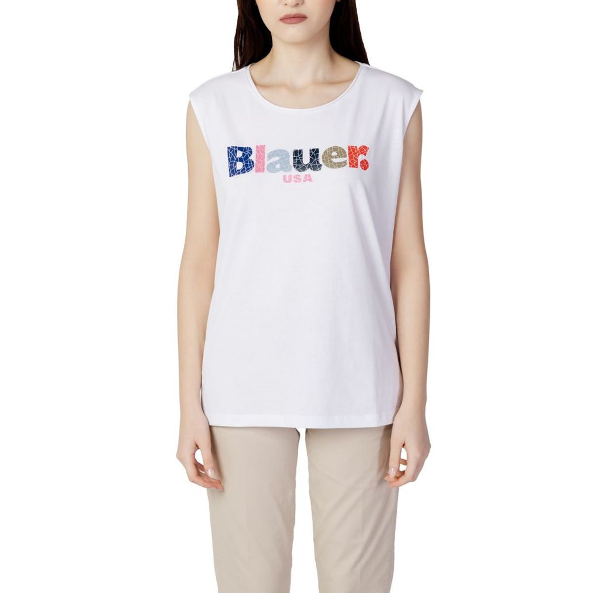 Blauer White Cotton Tops & T-Shirt